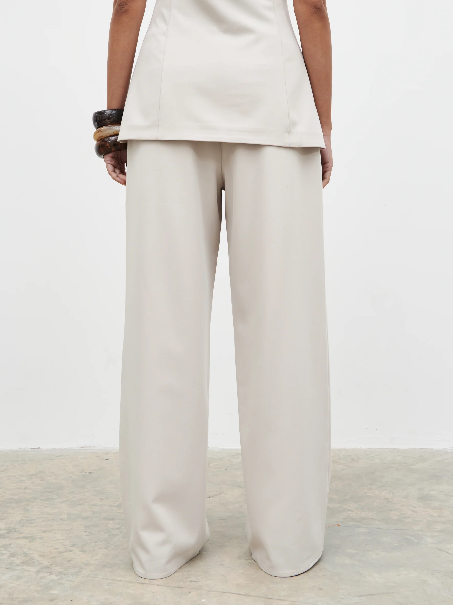 Brylee Tailored Drawstring Trousers - Stone - Image 5