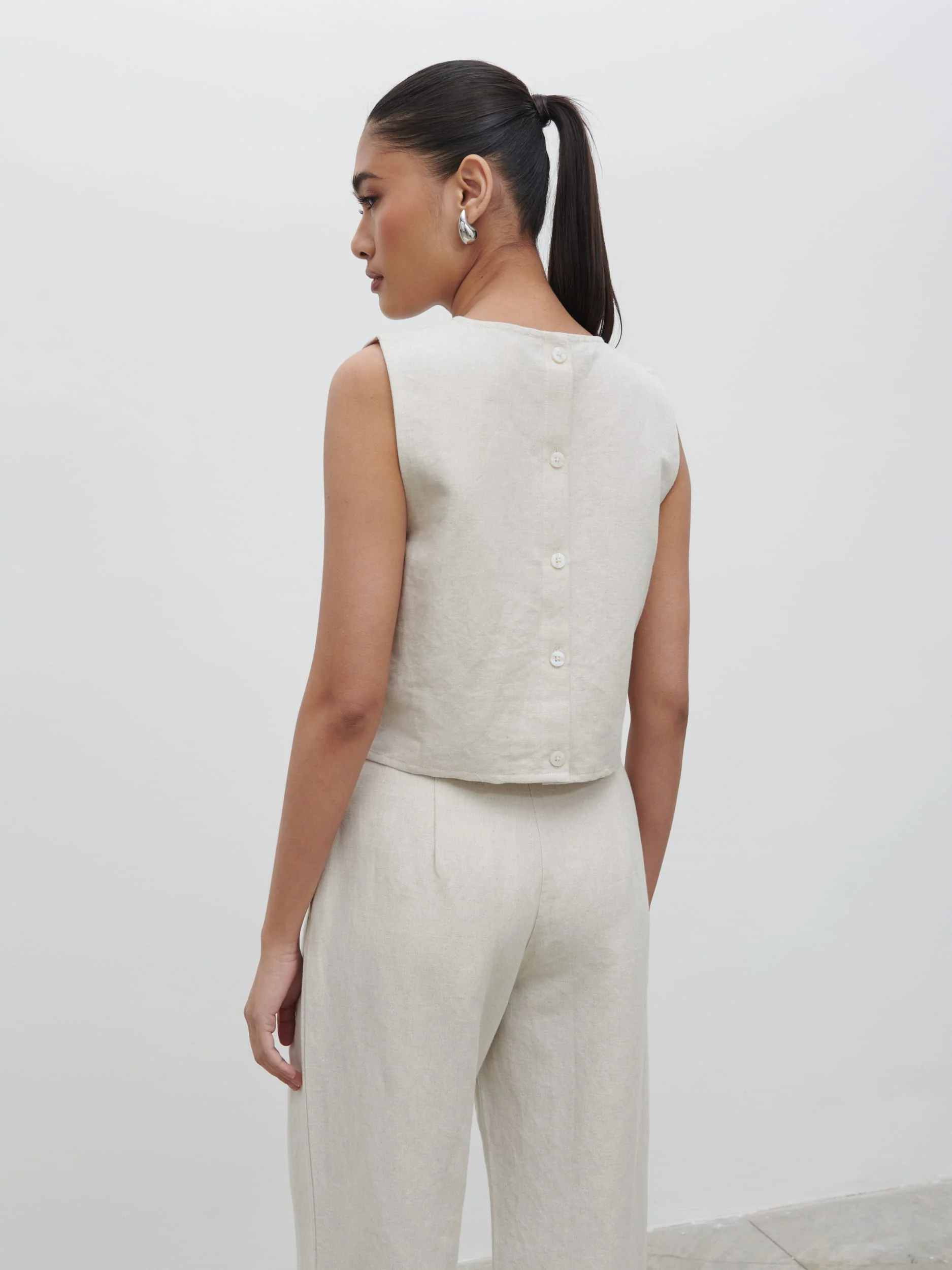 Bryony Boxy Linen Top - Natural - Image 2