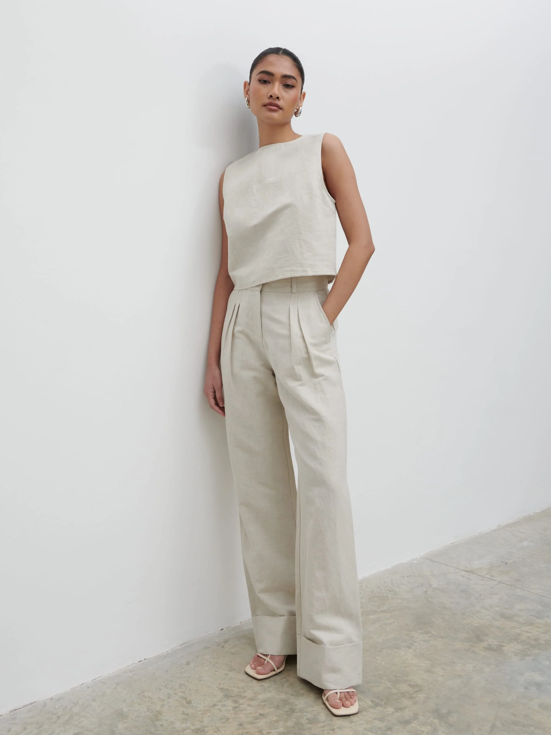 Bryony Boxy Linen Top - Natural - Image 3