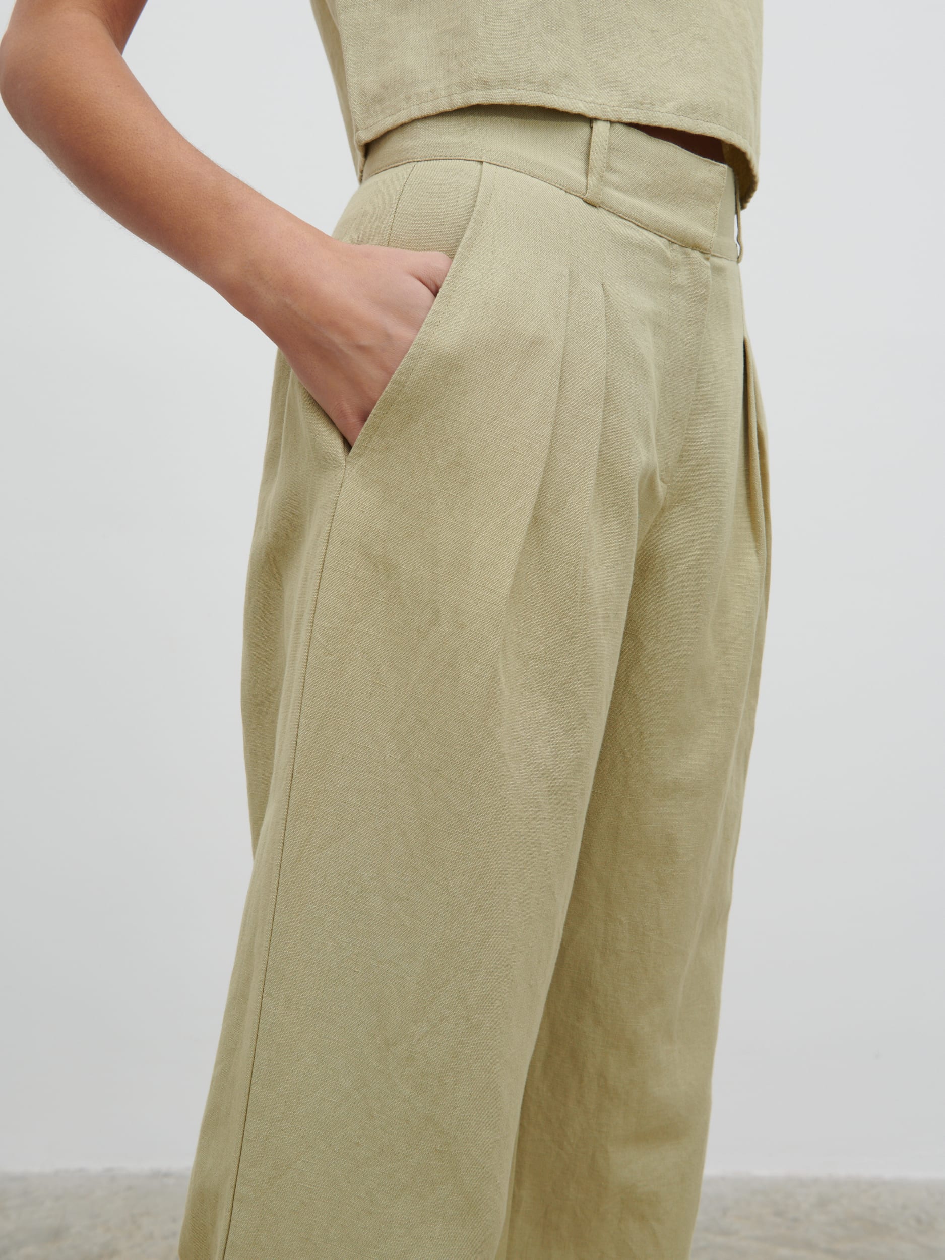 Bryony Linen Trousers - Olive - Image 2