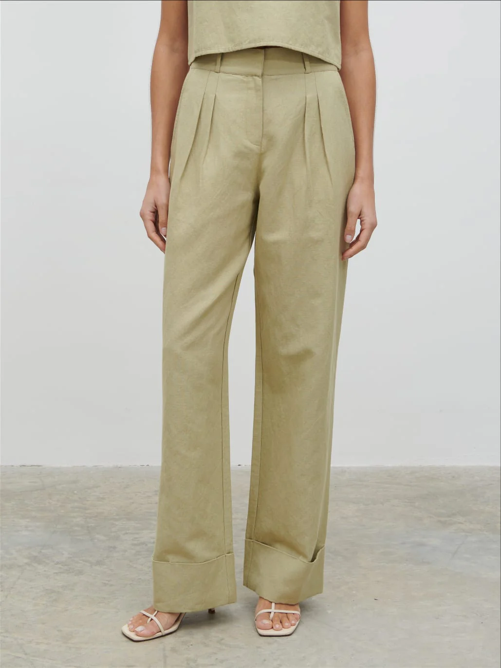 Bryony Linen Trousers - Olive - Image 4