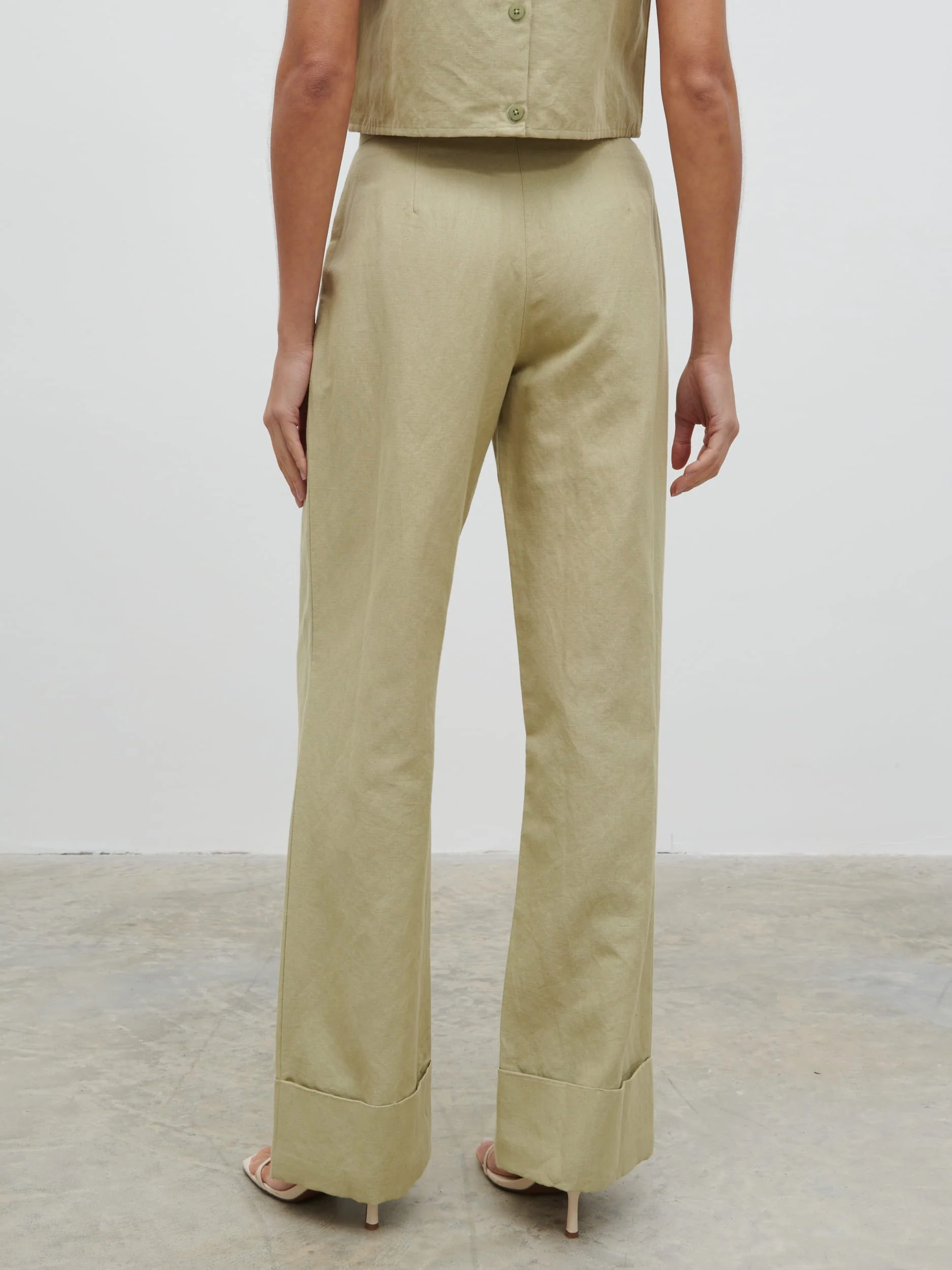 Bryony Linen Trousers - Olive - Image 5