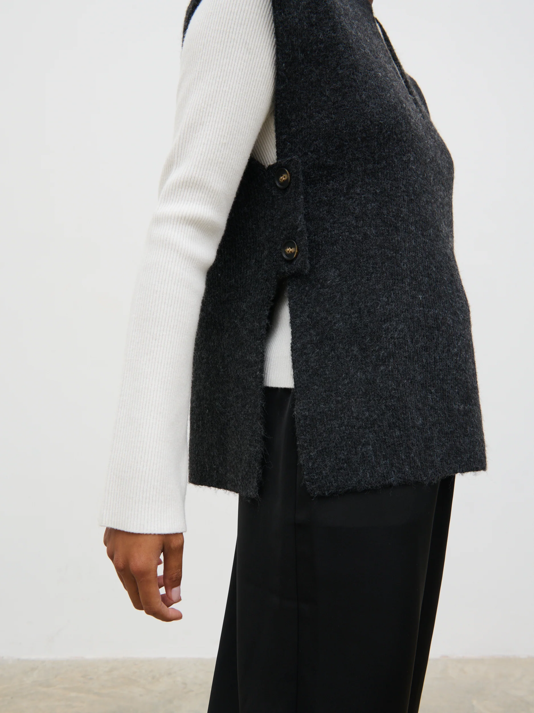 Cadence Knit Tabbard Vest - Charcoal - Image 2