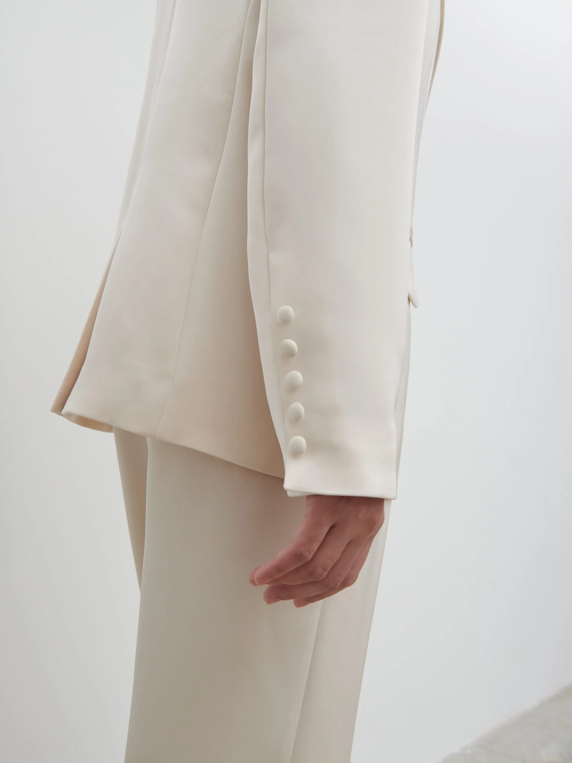 Callie Satin Suit Jacket - Ivory - Image 7