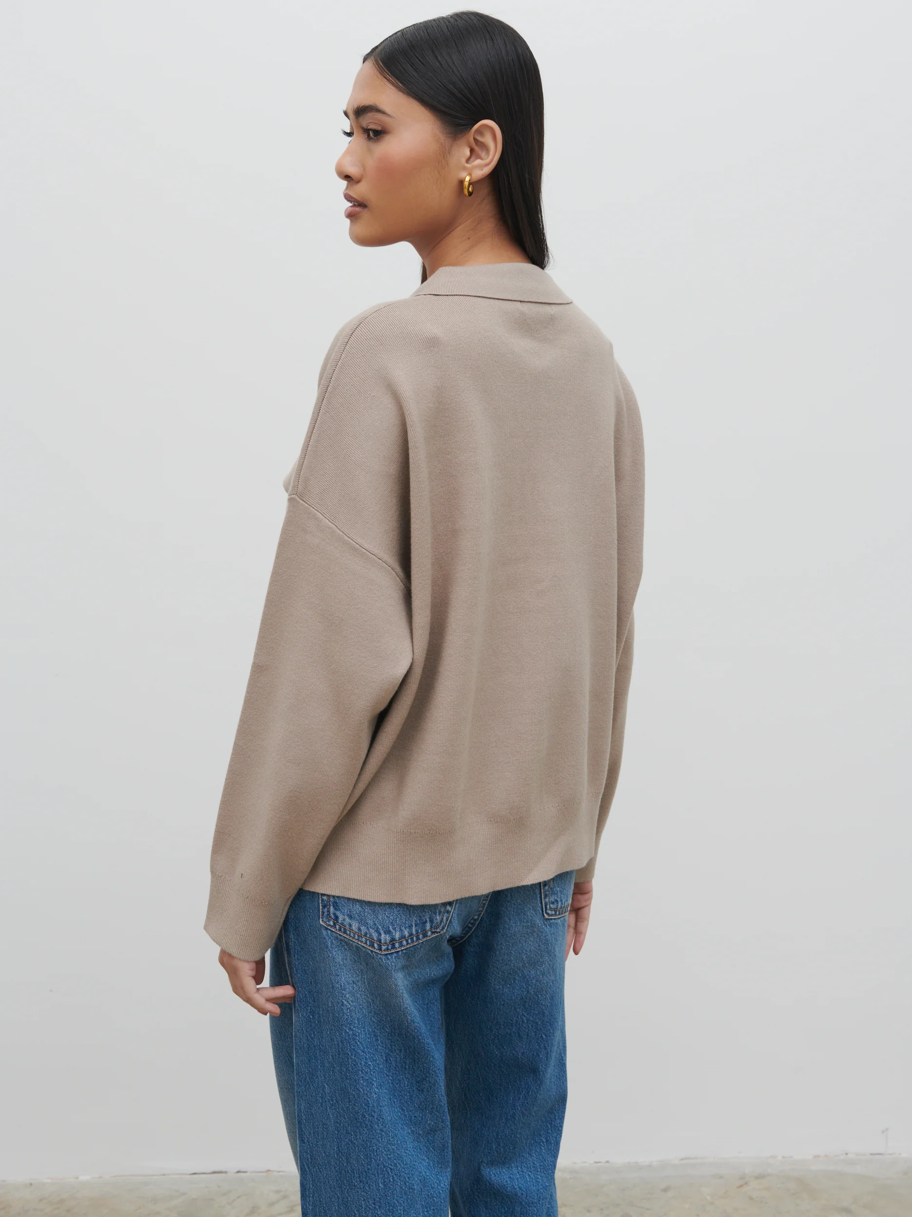 Cameron Zip Up Cardigan - Taupe - Image 2
