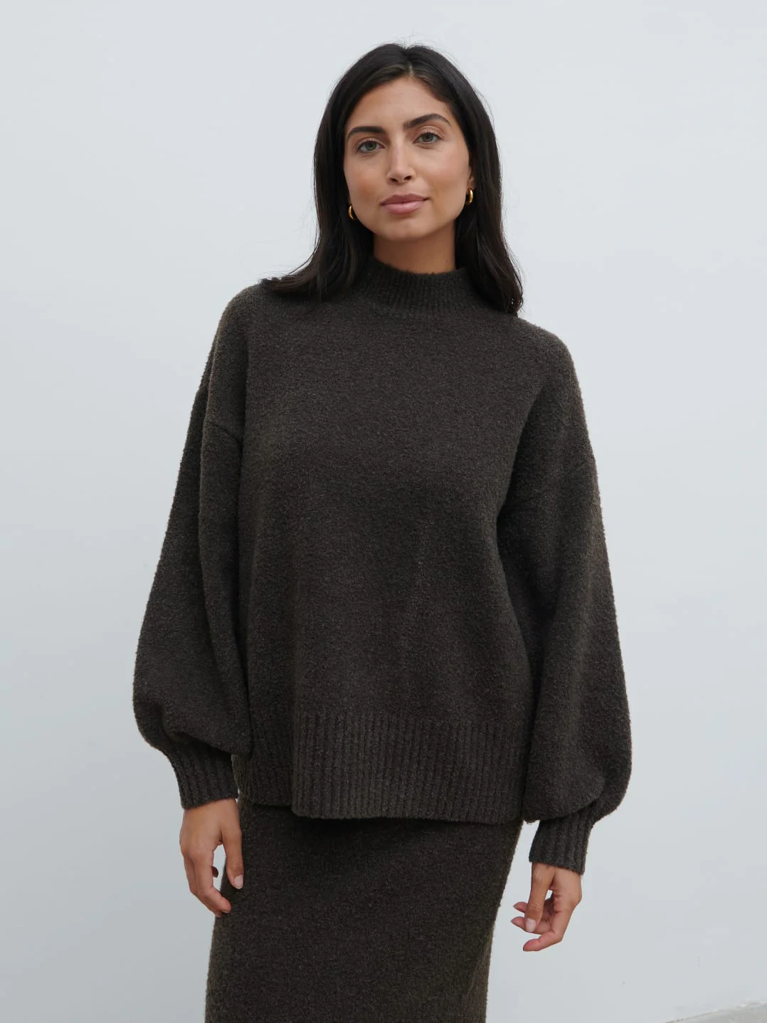 Camille Balloon Sleeve Knit Jumper - Bark - Image 5