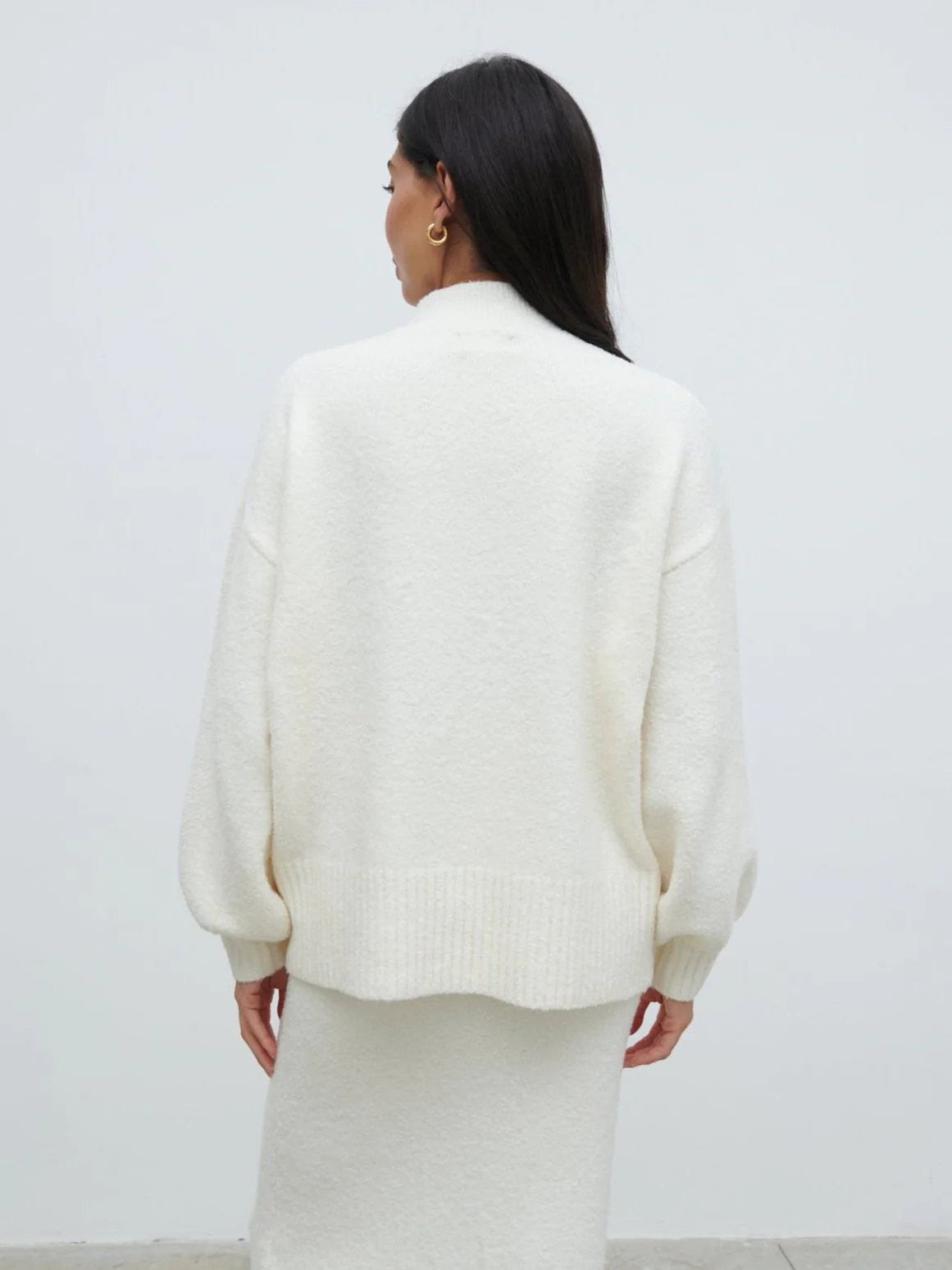 Camille Balloon Sleeve Knit Jumper - Cream - Image 4