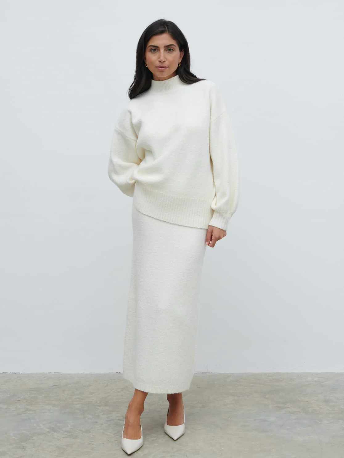 Camille Balloon Sleeve Knit Jumper - Cream - Image 6