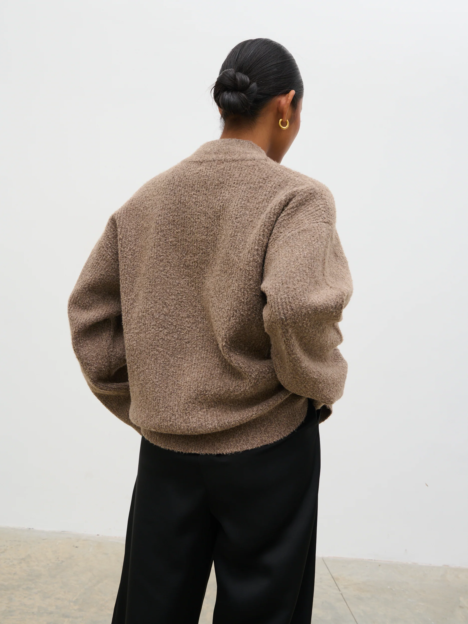 Camille Boucle Knit Bomber - Mocha - Image 7