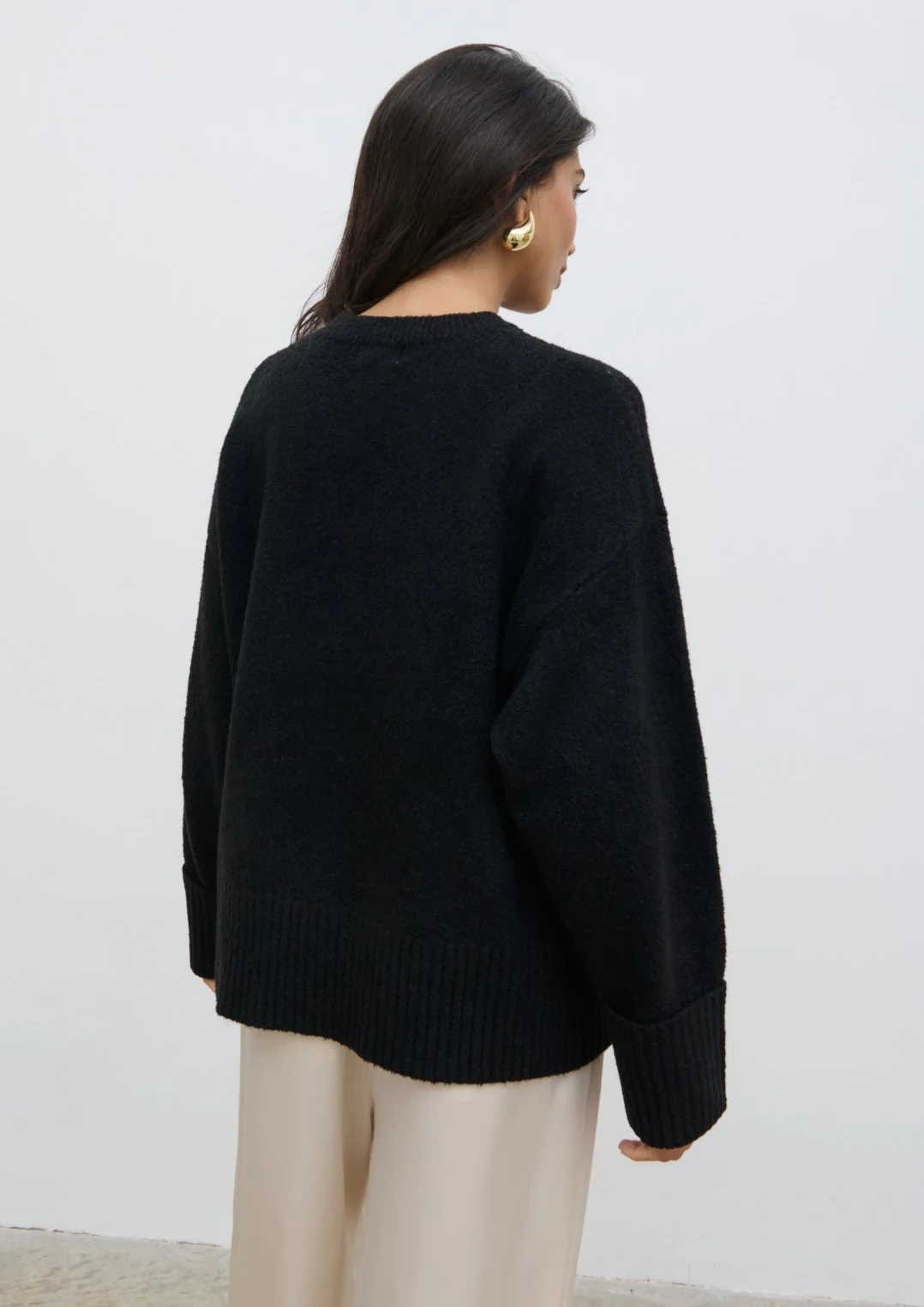Camille Oversized Borg Jumper - Black - Image 4
