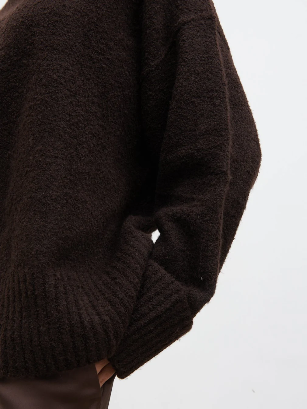 Camille Oversized Borg Jumper - Brown - Image 3