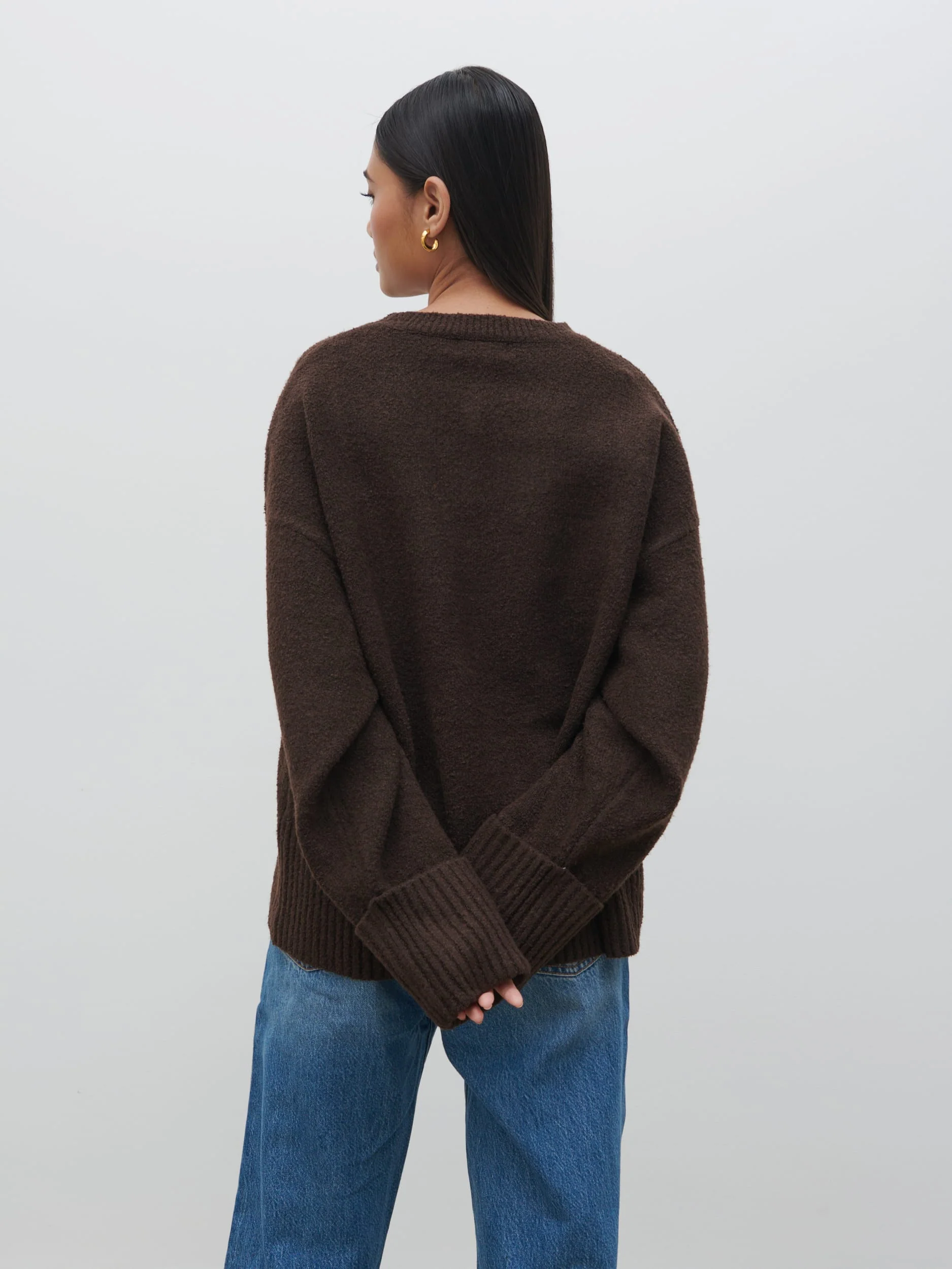 Camille Oversized Borg Jumper - Brown - Image 7