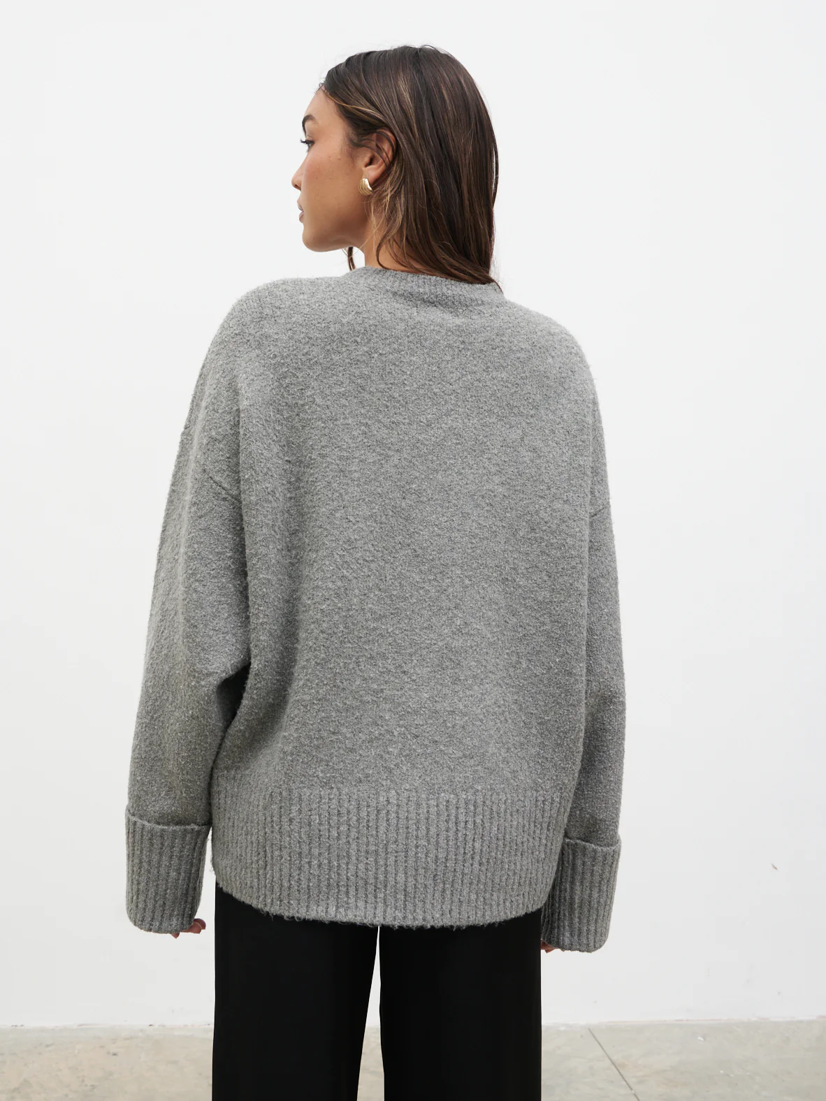 Camille Oversized Borg Jumper - Charcoal - Image 4