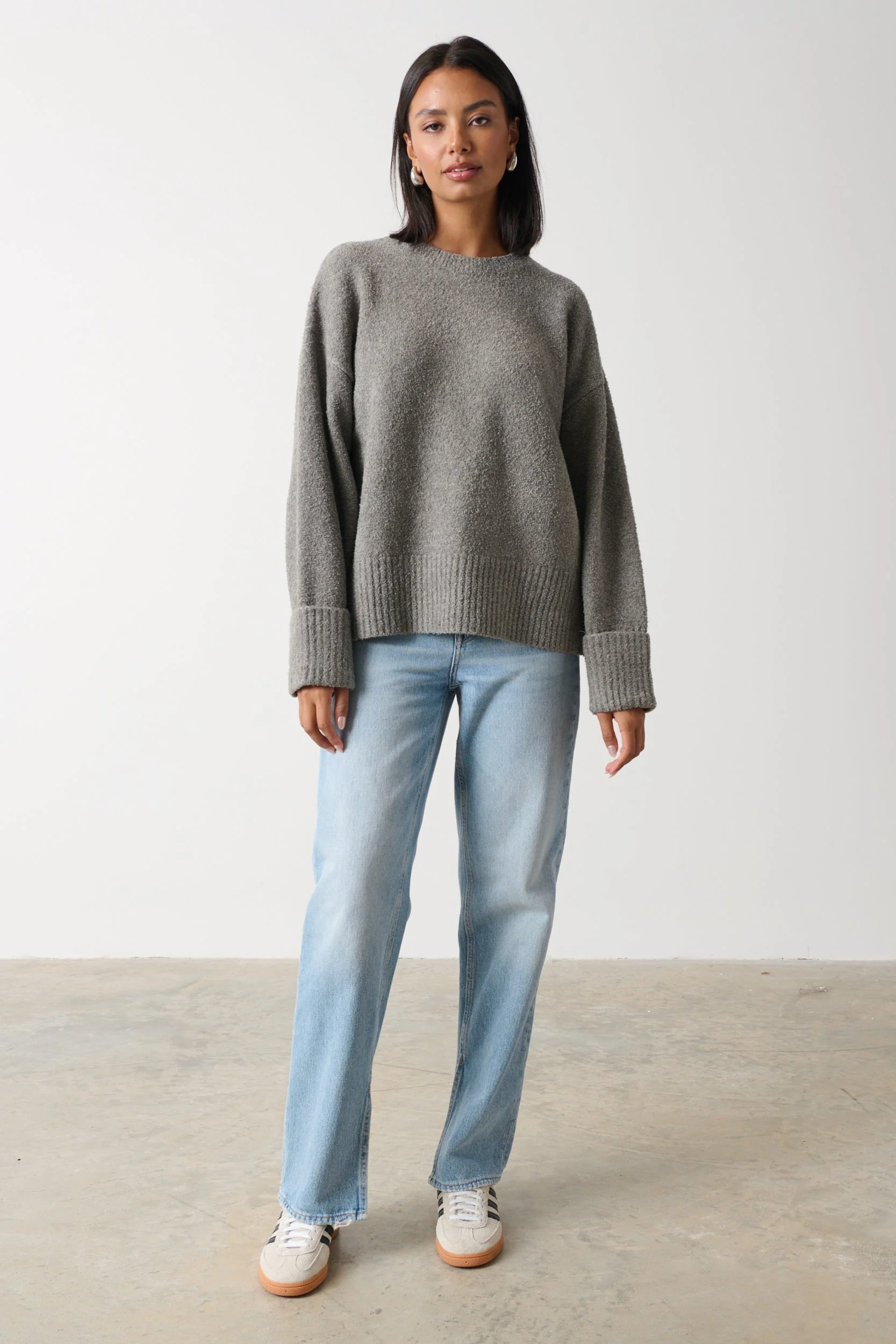 Camille Oversized Borg Jumper - Charcoal - Image 6