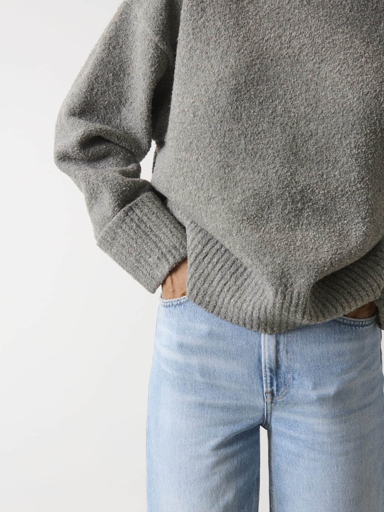Camille Oversized Borg Jumper - Charcoal - Image 7