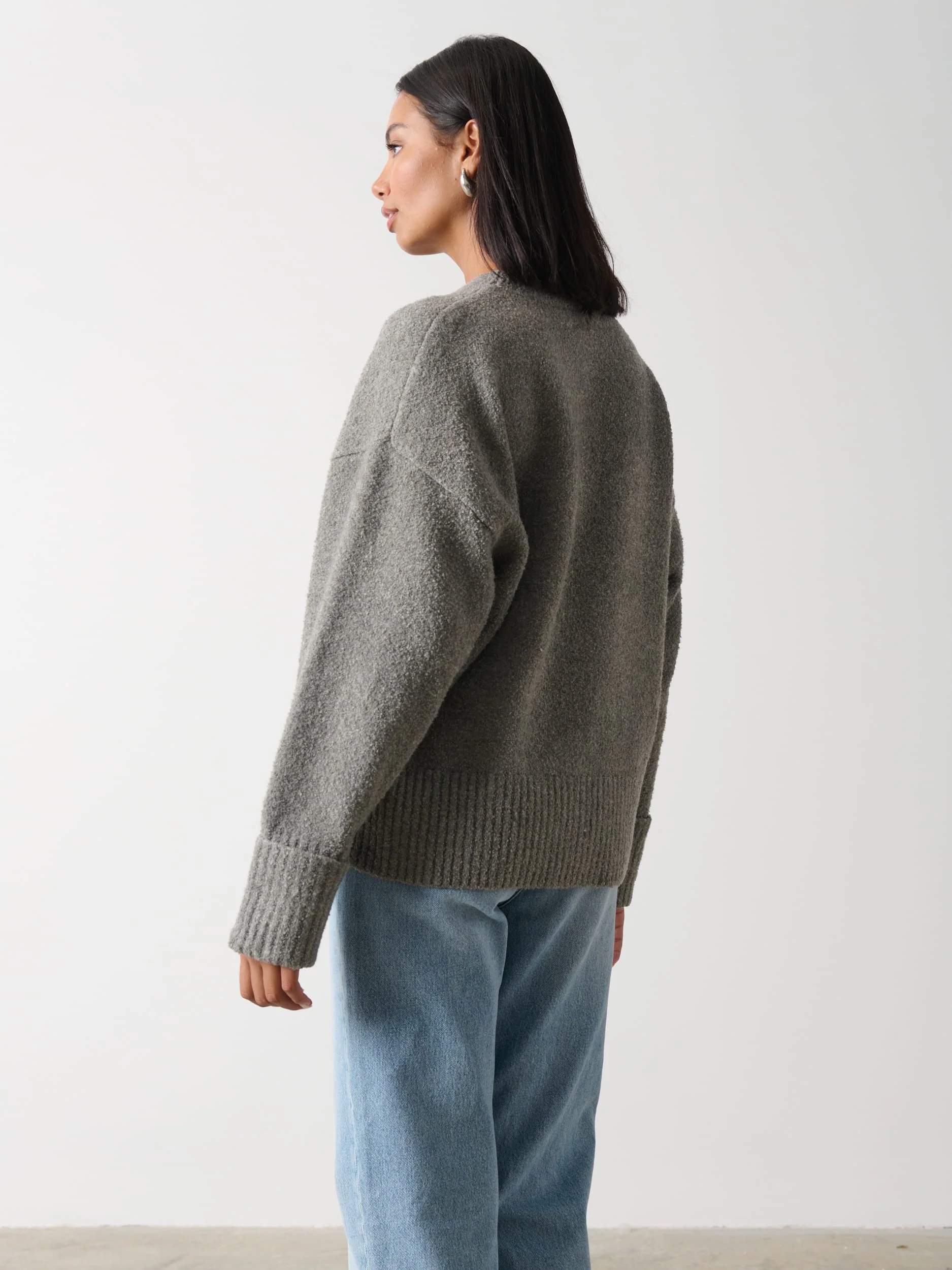 Camille Oversized Borg Jumper - Charcoal - Image 8