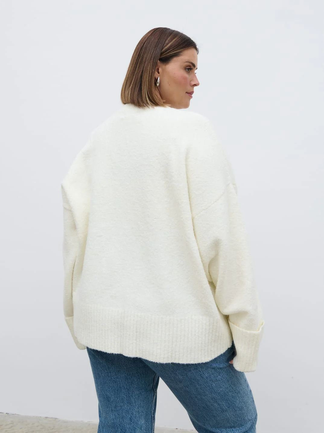 Camille Oversized Borg Jumper - Cream - Image 8