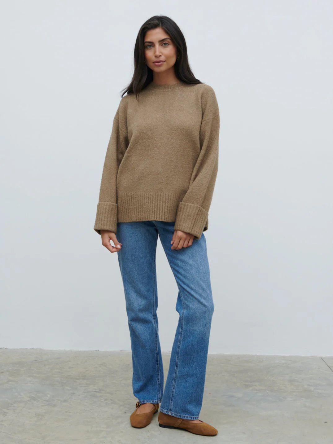Camille Oversized Borg Jumper - Light Brown - Image 4