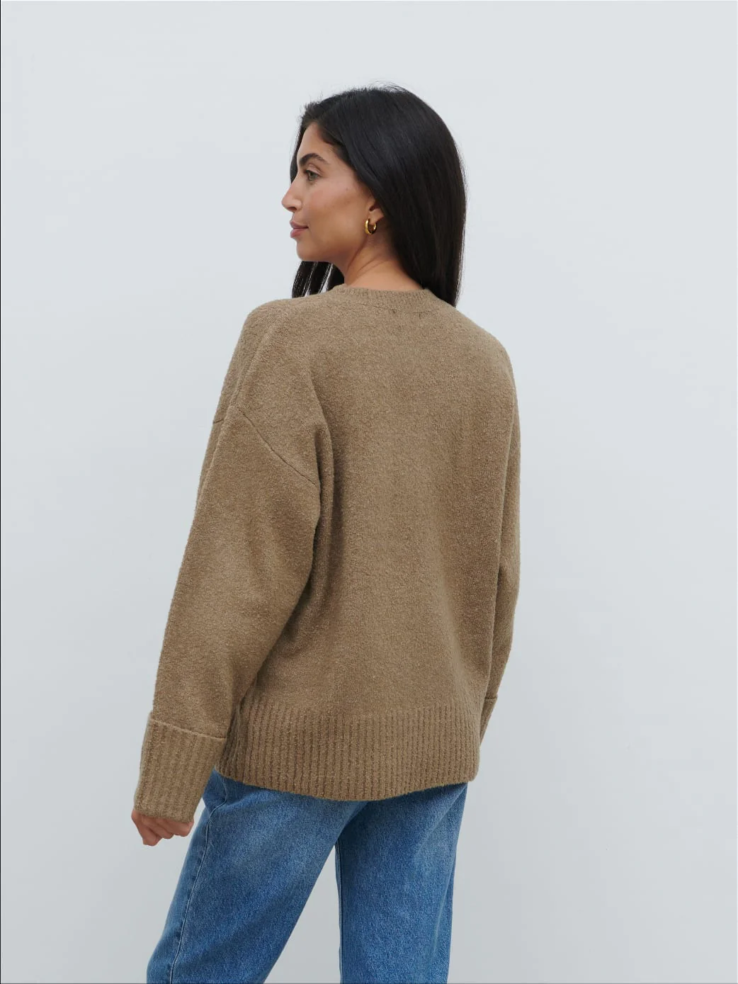 Camille Oversized Borg Jumper - Light Brown - Image 5