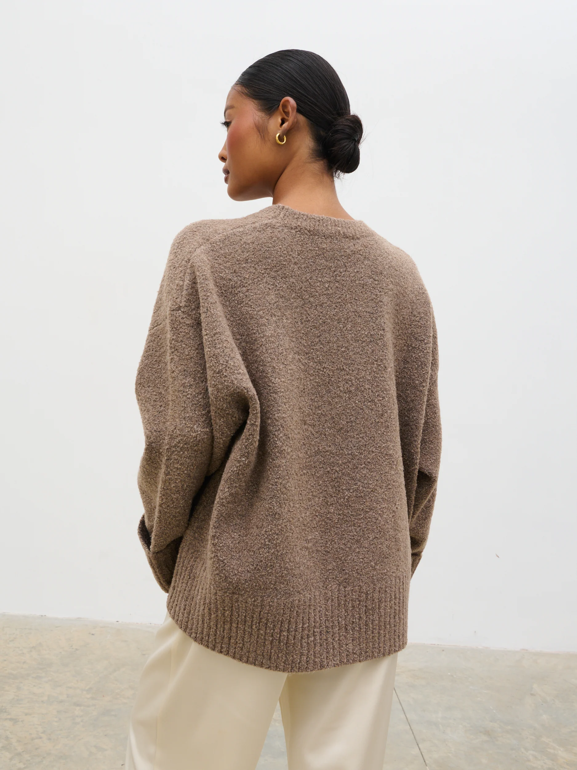 Camille Oversized Borg Jumper - Mocha - Image 5