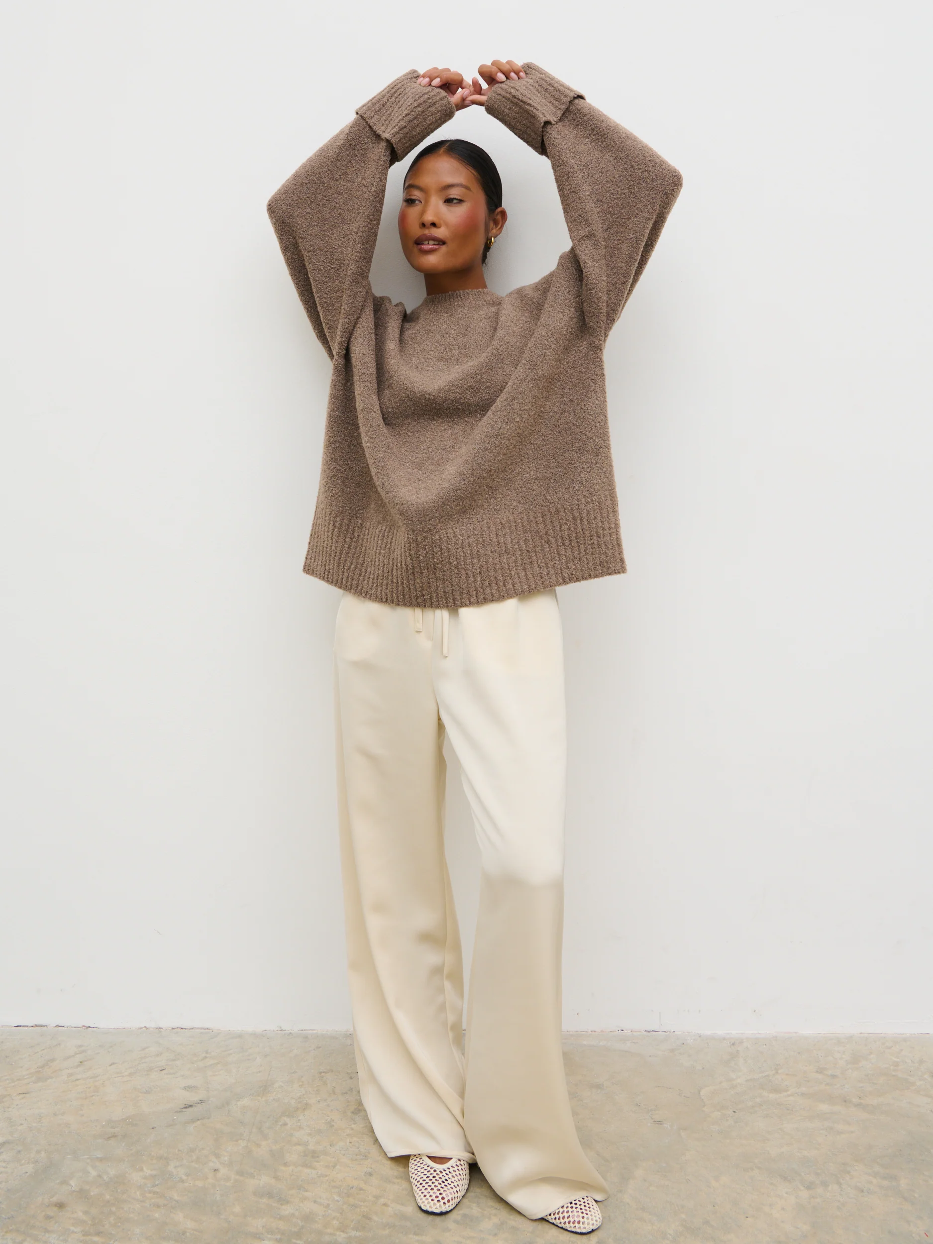 Camille Oversized Borg Jumper - Mocha - Image 6
