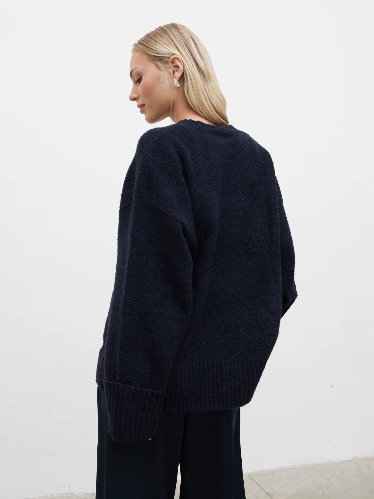 Camille Oversized Borg Jumper - Navy - Image 4