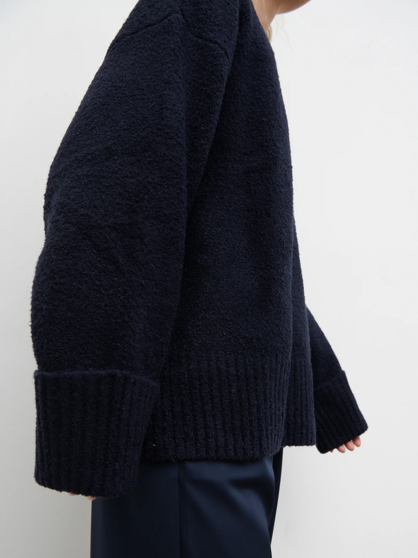 Camille Oversized Borg Jumper - Navy - Image 5