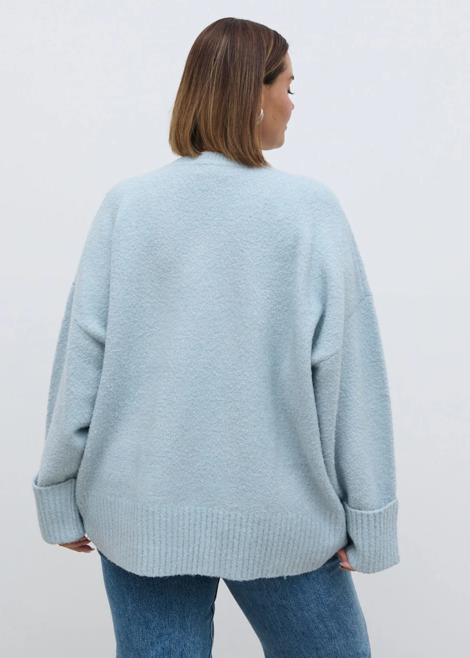Camille Oversized Borg Knit Jumper Curve - Pale Blue - Image 5