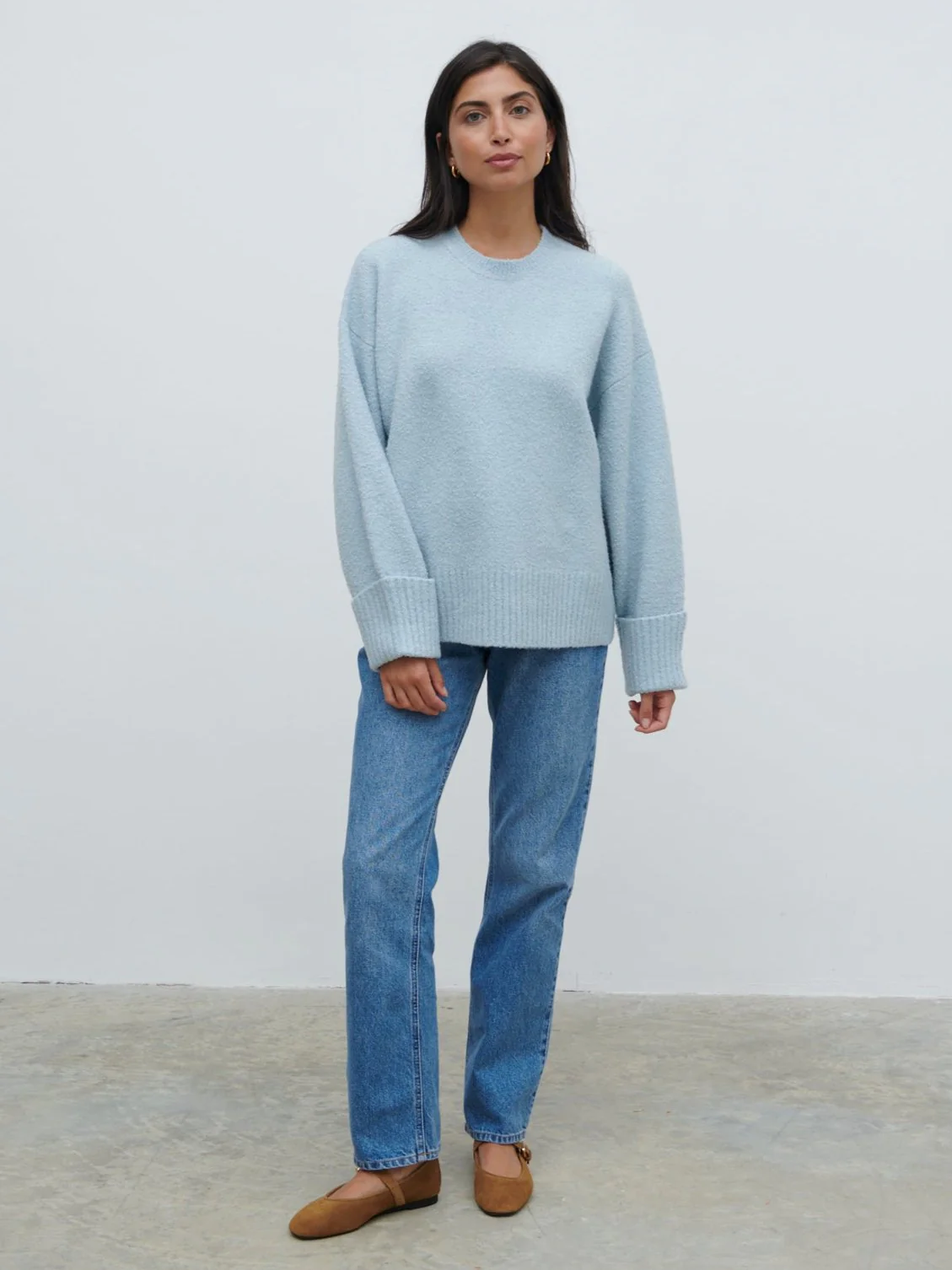 Camille Oversized Borg Knit Jumper - Pale Blue - Image 4