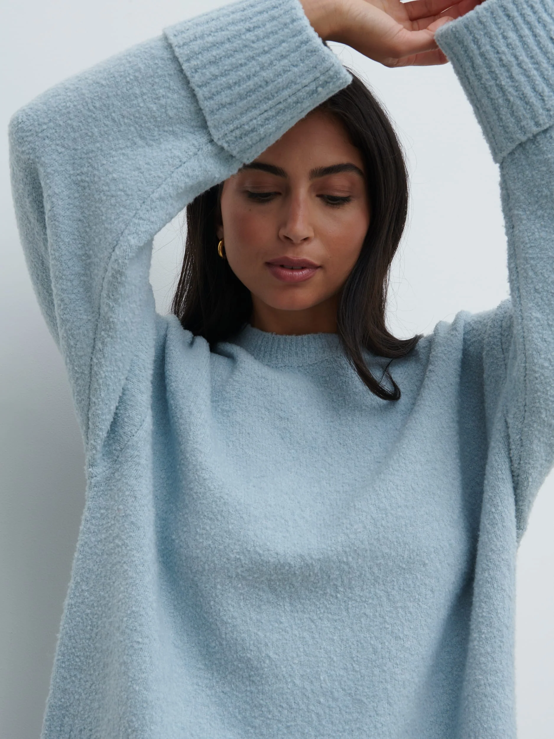 Camille Oversized Borg Knit Jumper - Pale Blue - Image 6