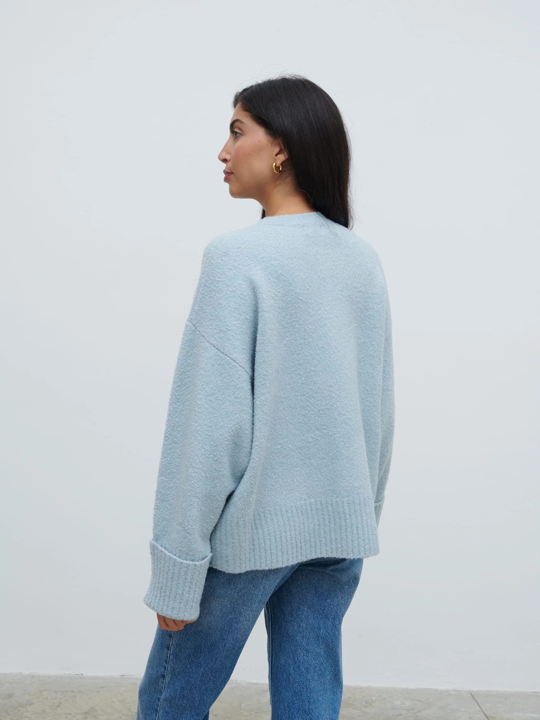 Camille Oversized Borg Knit Jumper - Pale Blue - Image 8