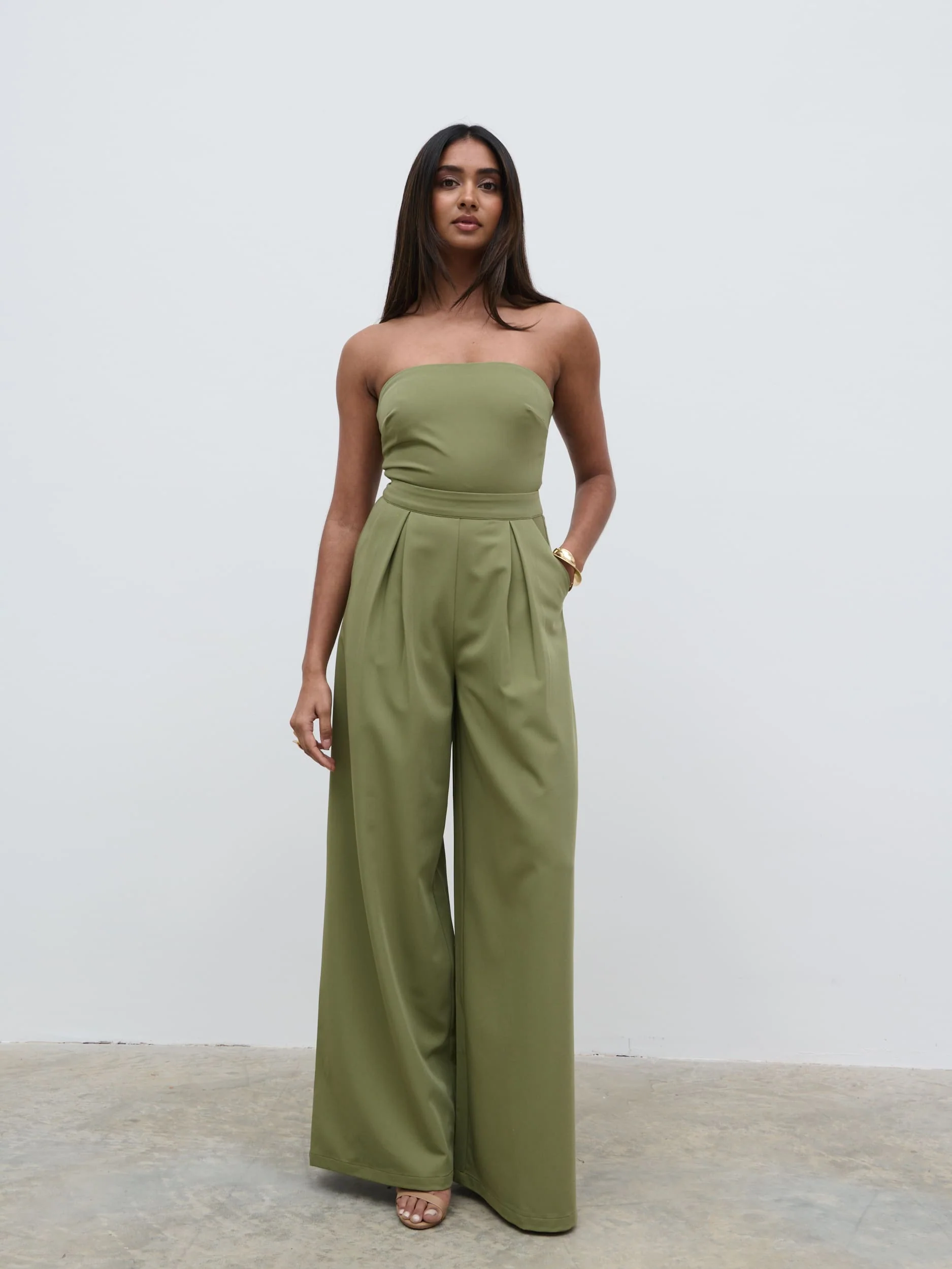 Campbell Bandeau Jumpsuit - Olive - Image 2