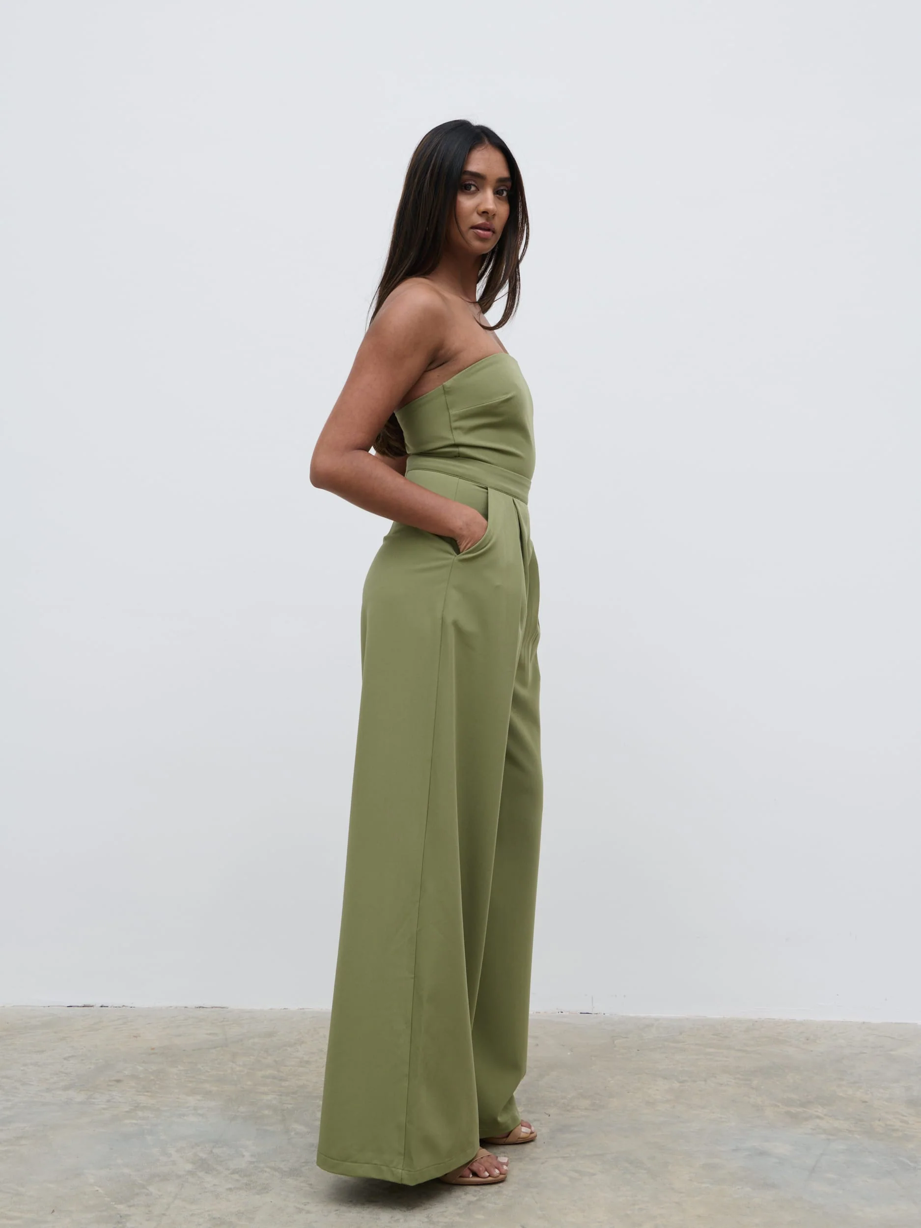Campbell Bandeau Jumpsuit - Olive - Image 4