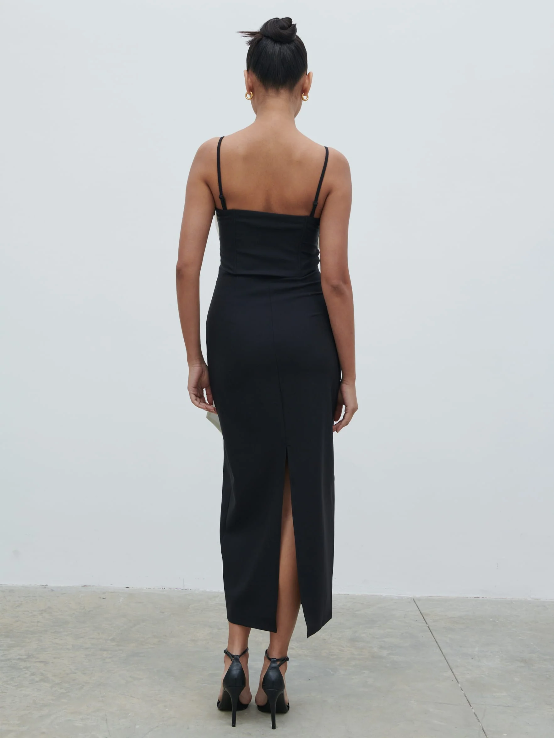 Carena Extreme Bow Midaxi Dress - Black and Cream - Image 4