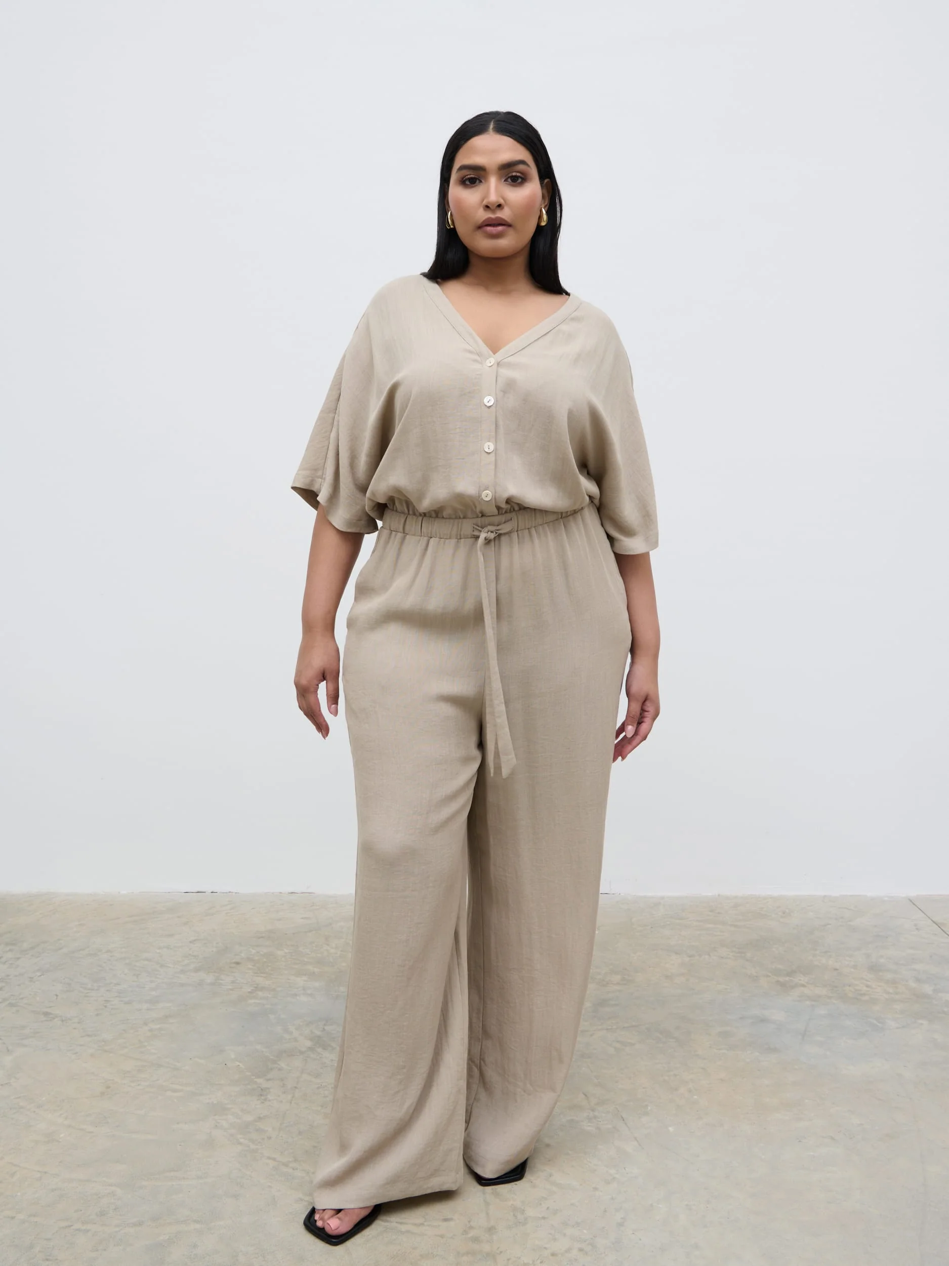 Carey Easywear Jumpsuit Curve - Stone - Image 2
