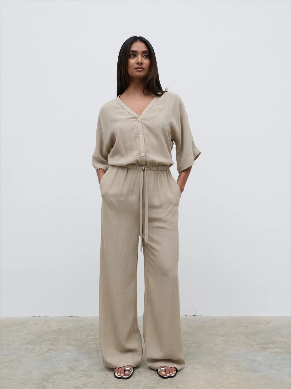 Carey Easywear Jumpsuit - Stone - Image 4