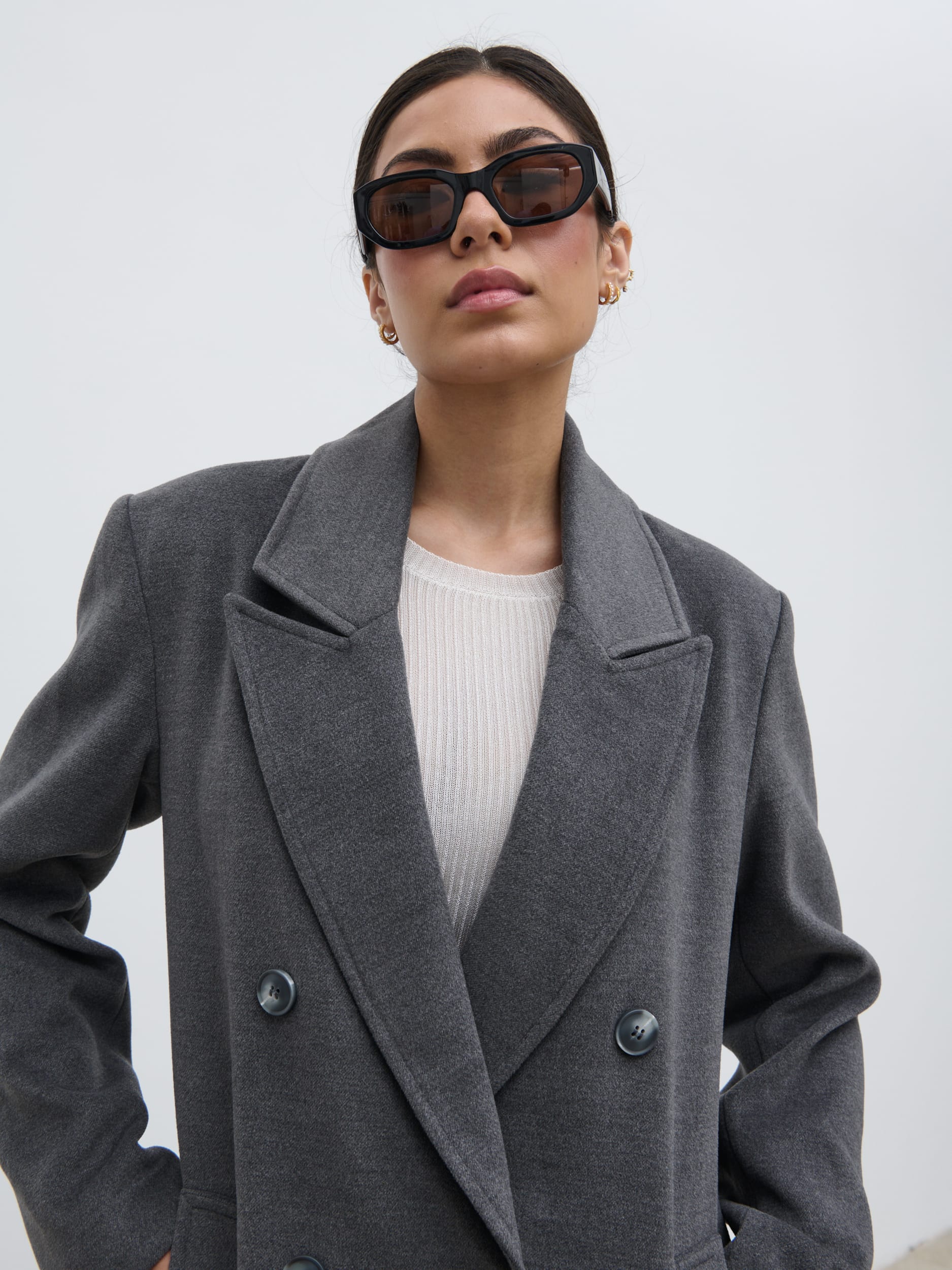 Carissa Oversized Tailored Coat - Charcoal - Image 3