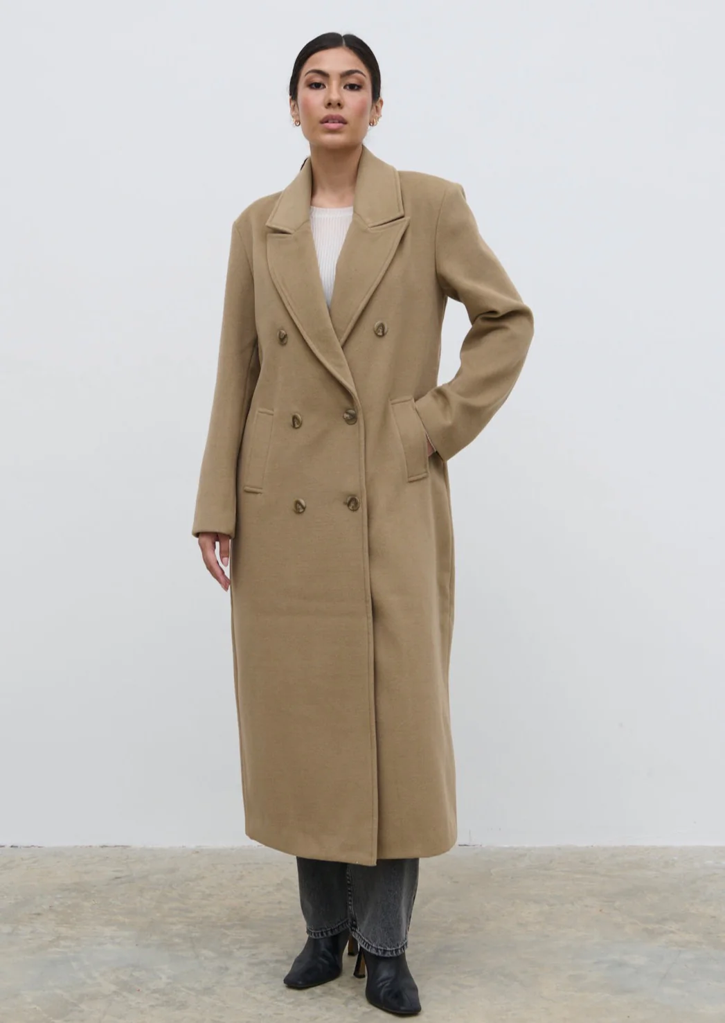Carissa Oversized Tailored Coat - Taupe - Image 3