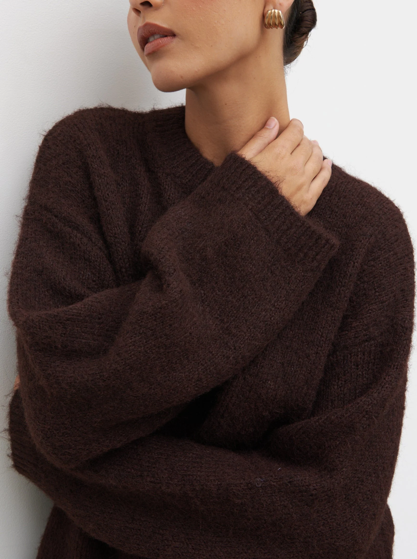 Cece Fluffy Jumper - Chocolate - Image 4