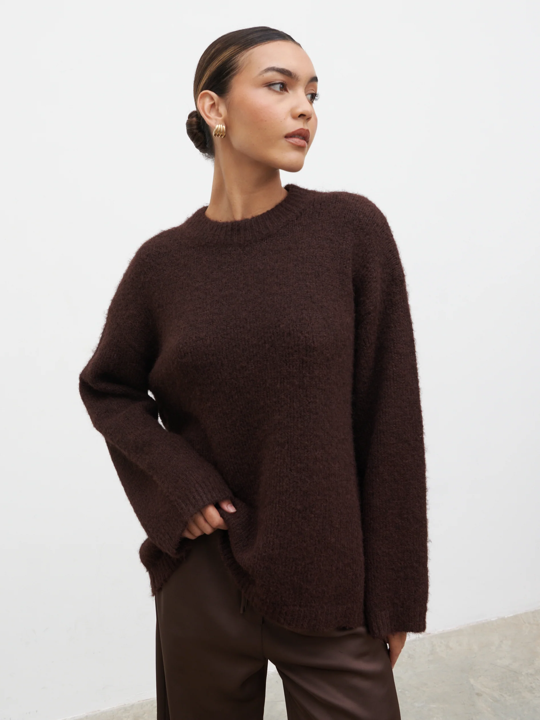 Cece Fluffy Jumper - Chocolate - Image 7