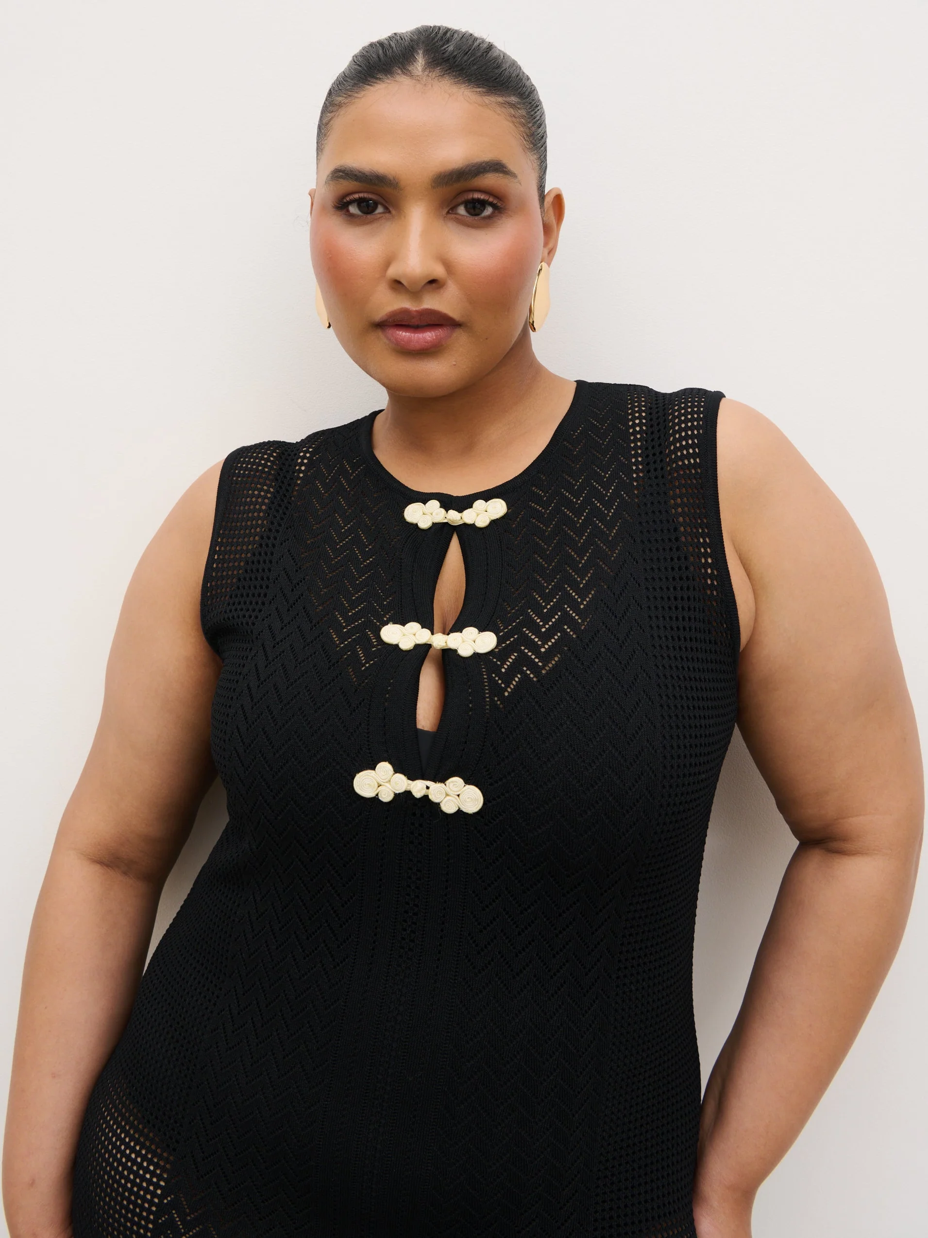 Celeste Knit Maxi Dress Curve - Black and Cream - Image 2