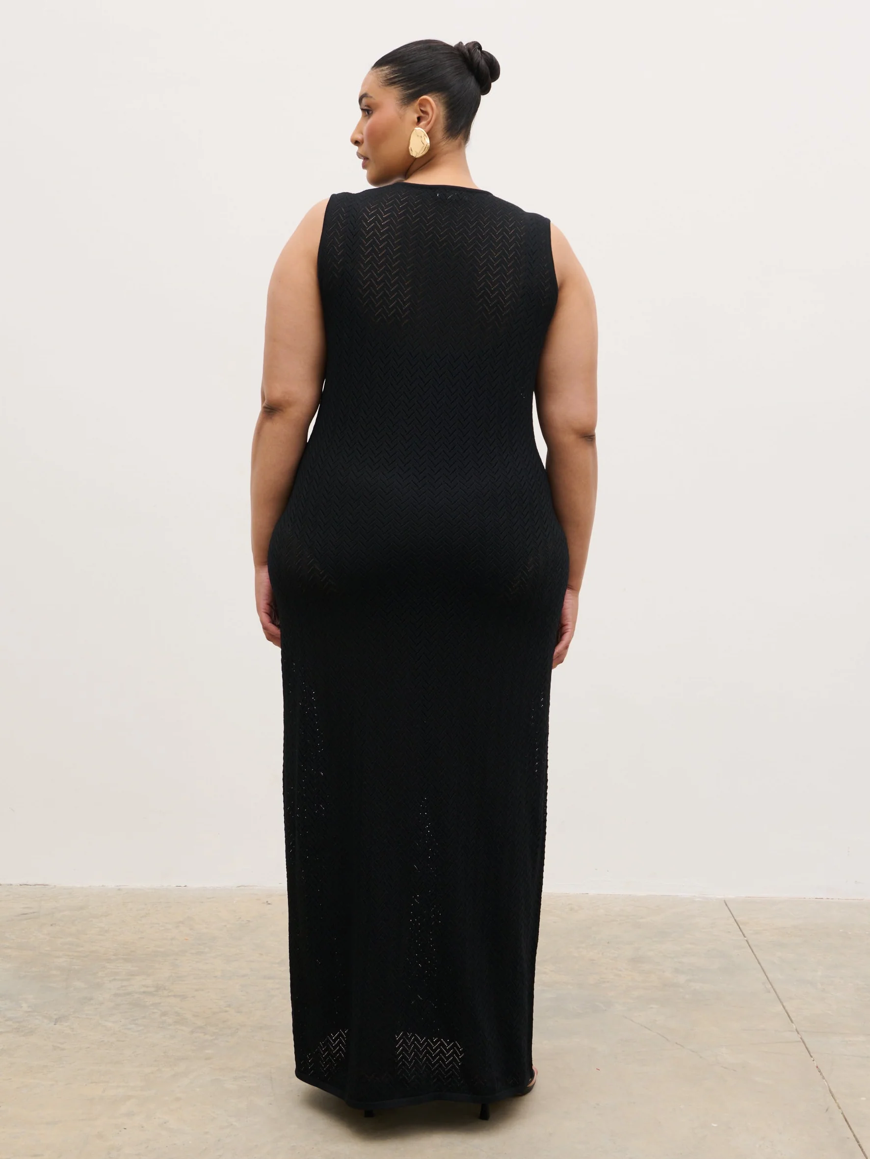 Celeste Knit Maxi Dress Curve - Black and Cream - Image 5