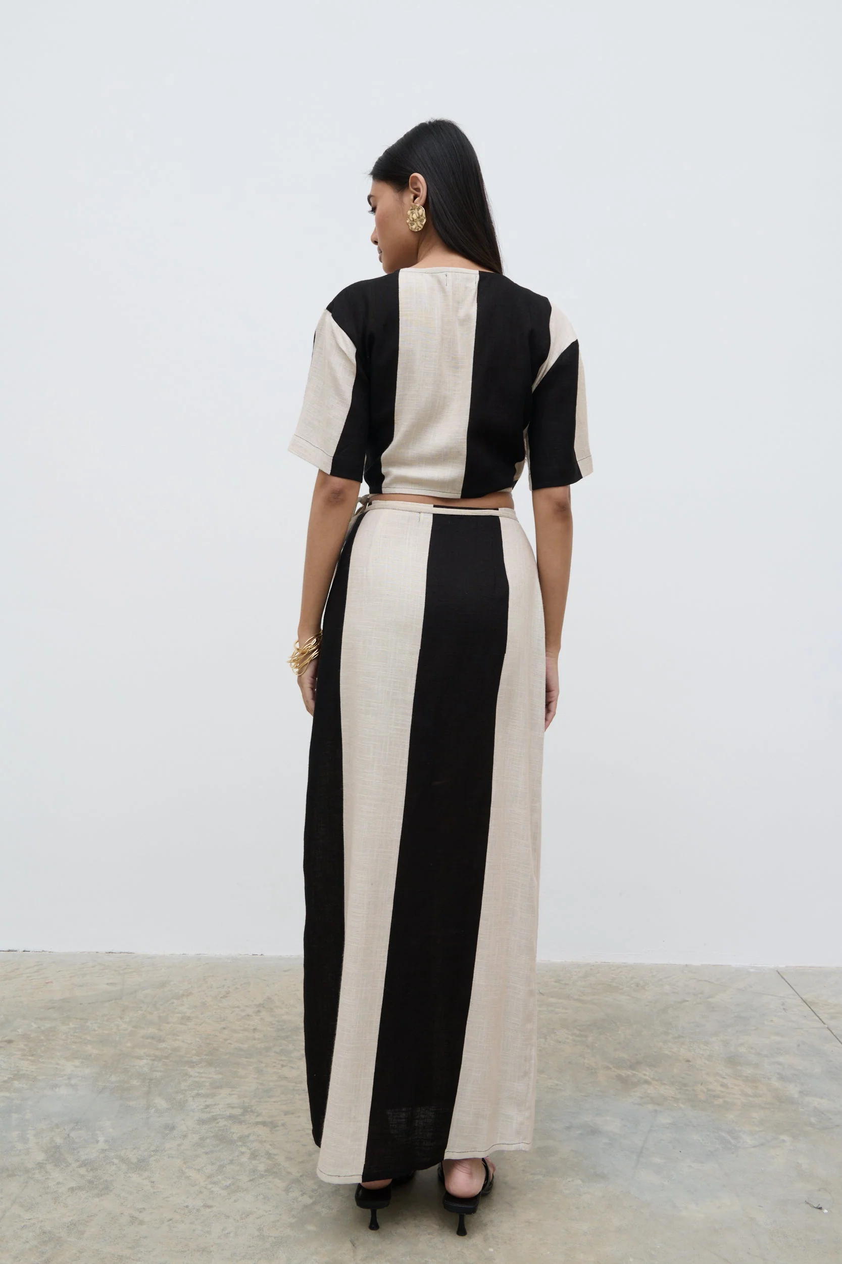 Chaya Printed Wrap Top - Cream and Black - Image 6