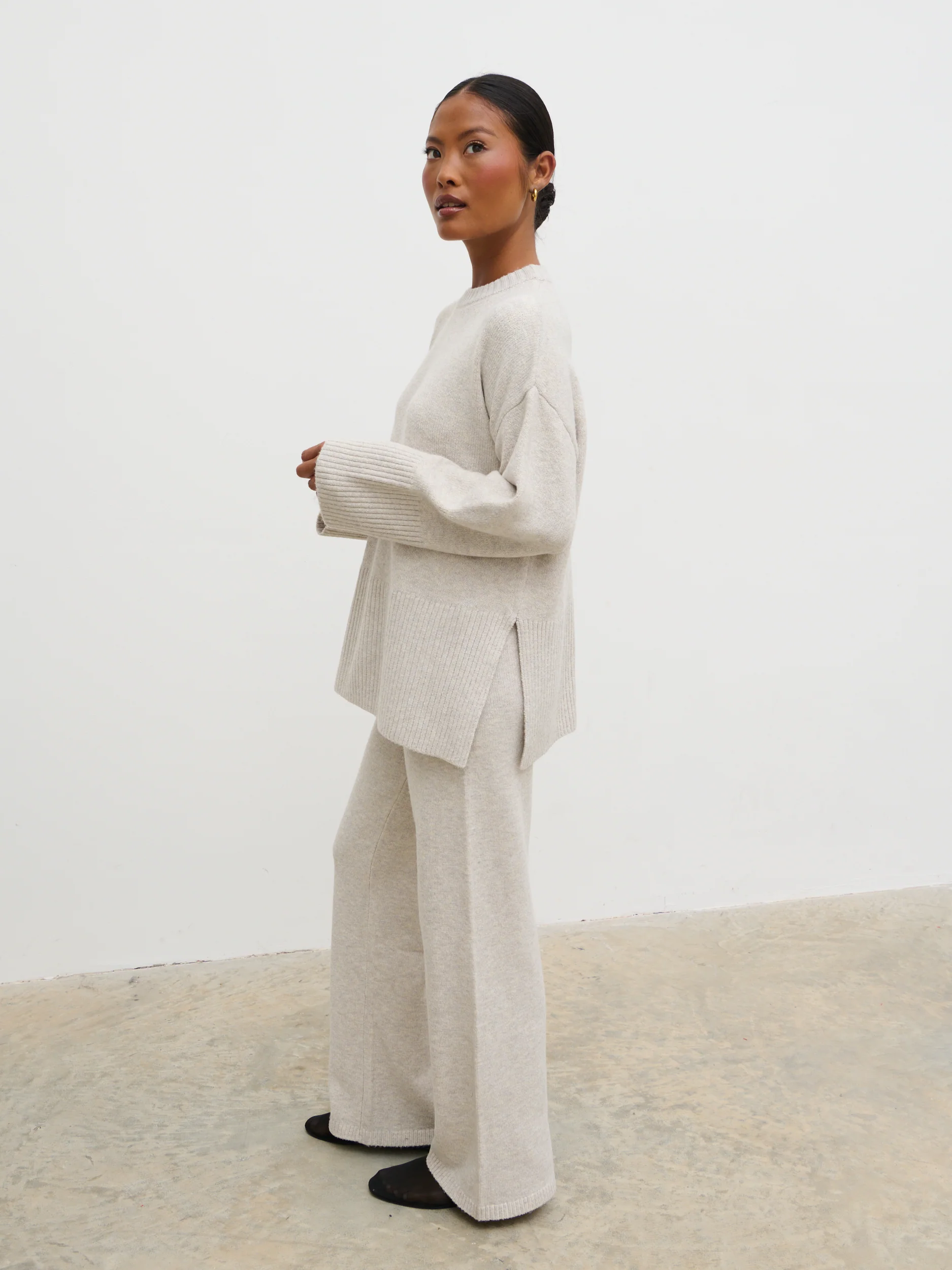 Chelsea Seam Detail Knit Jumper - Beige - Image 2