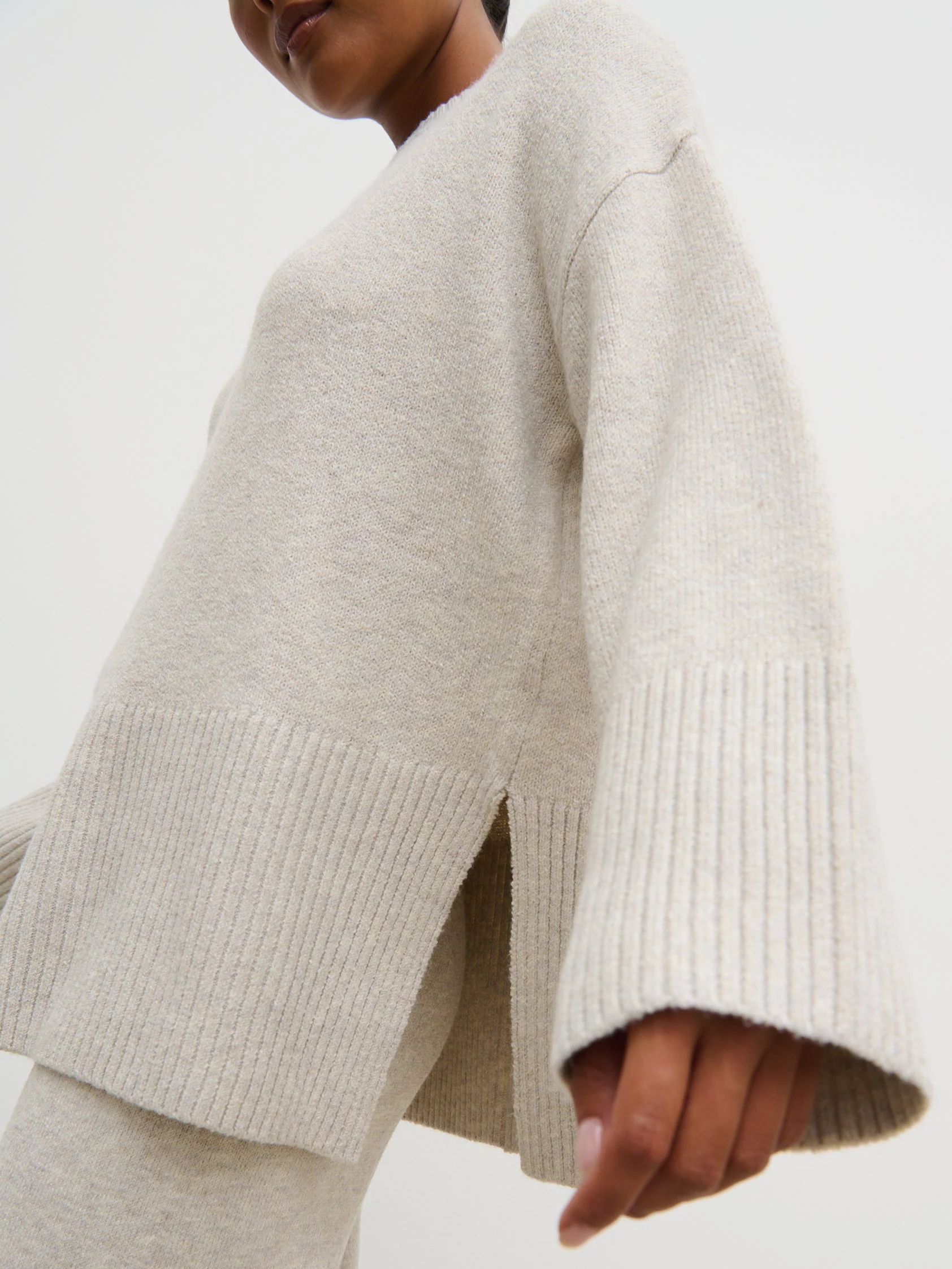 Chelsea Seam Detail Knit Jumper - Beige - Image 3