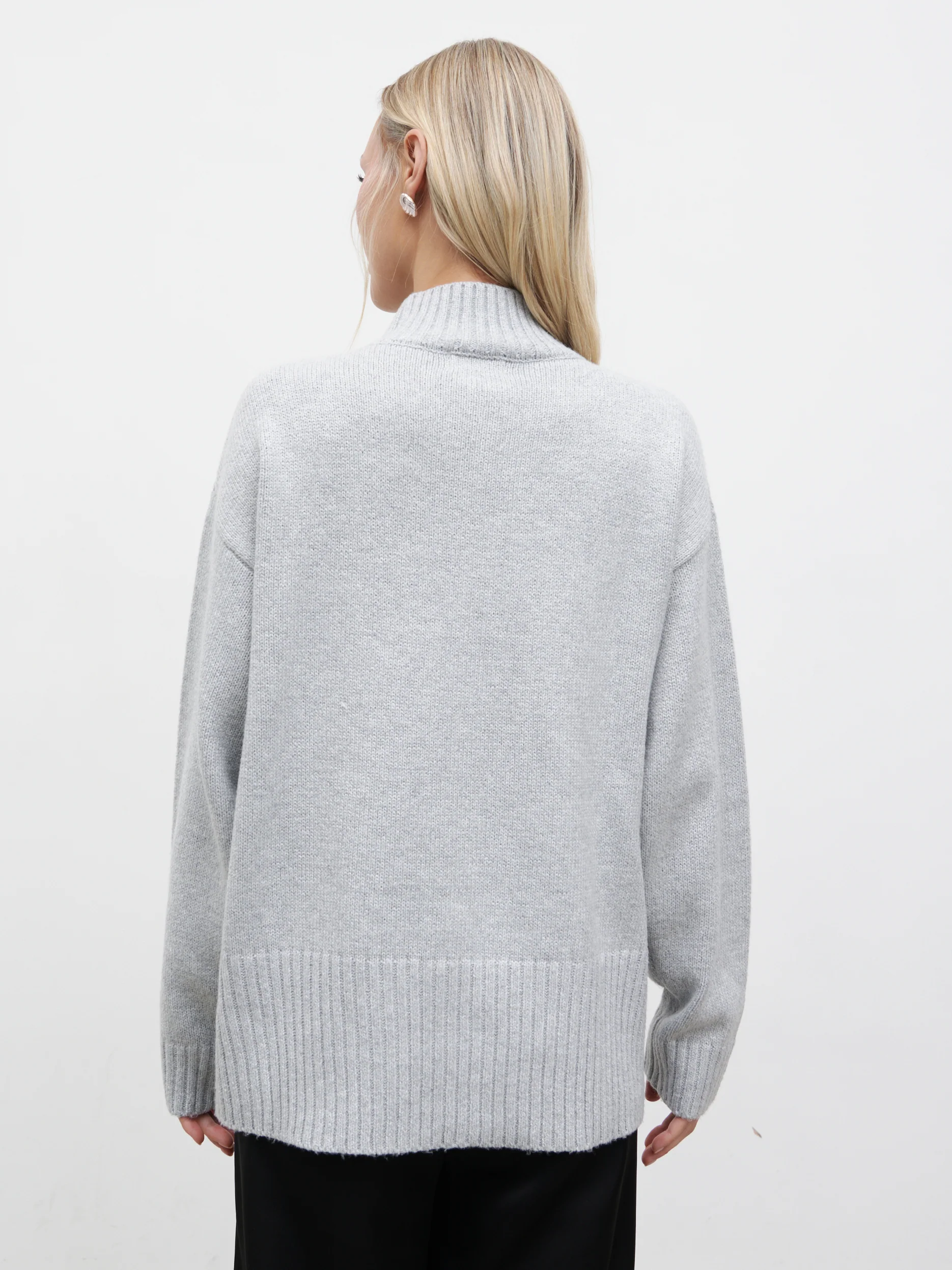 Claudia Double Ended Zip Knit Cardigan - Light Grey - Image 7