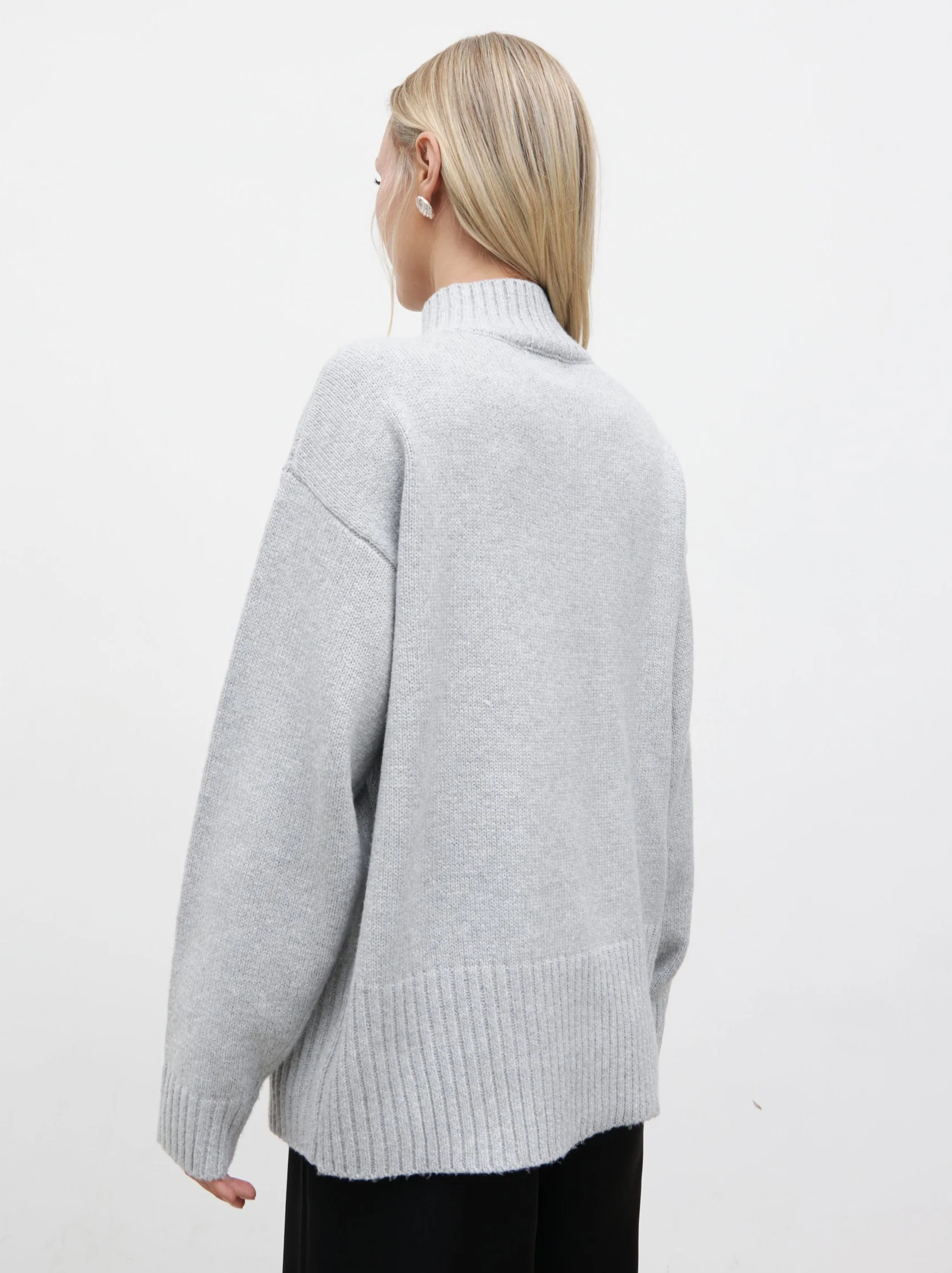 Claudia Double Ended Zip Knit Cardigan - Light Grey - Image 8