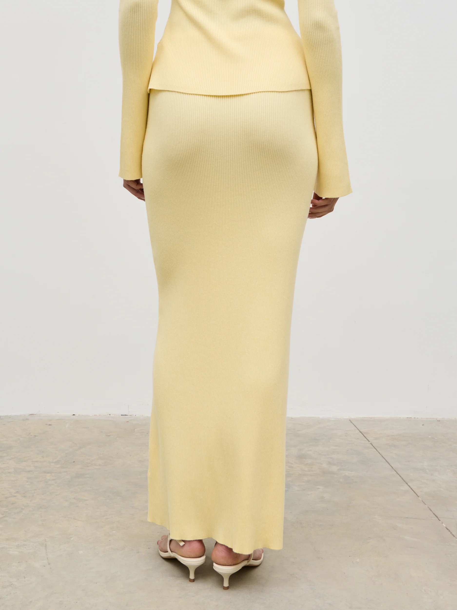 Clemmie Knit Maxi Skirt - Pale Lemon - Image 6