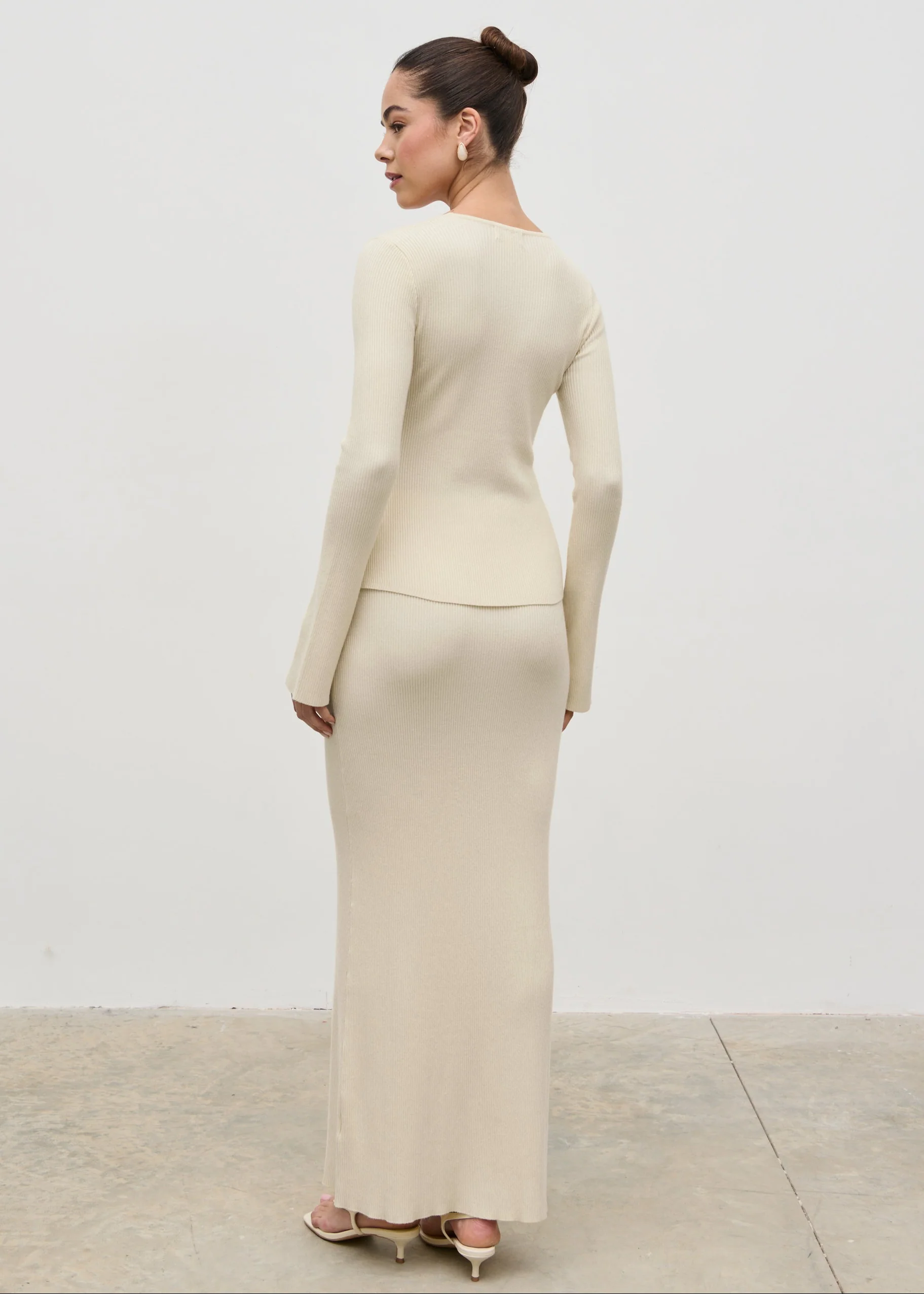 Clemmie Knit Maxi Skirt - Stone - Image 3