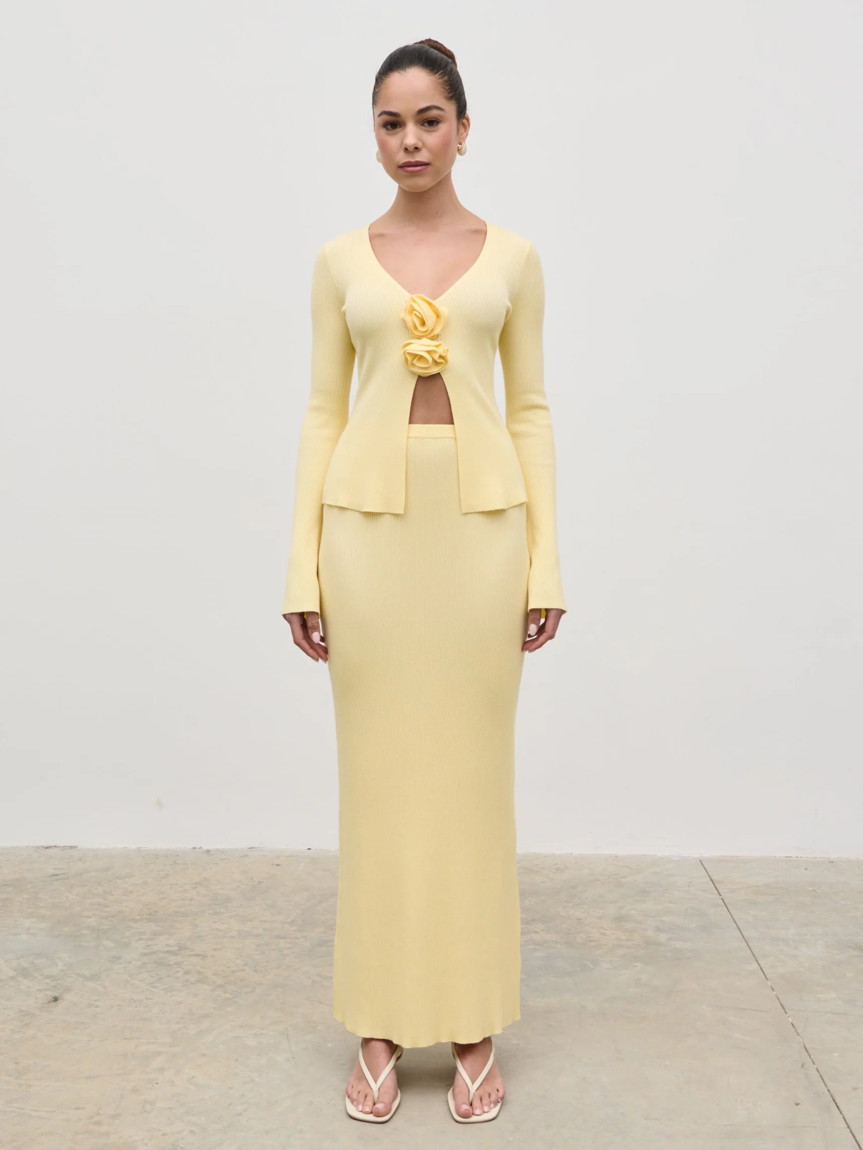 Clemmie Rosette Knit Top - Pale Lemon - Image 4